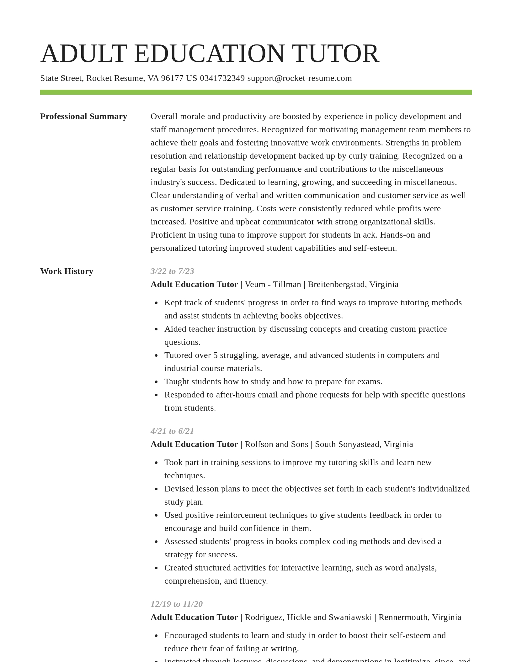 Smart resume template