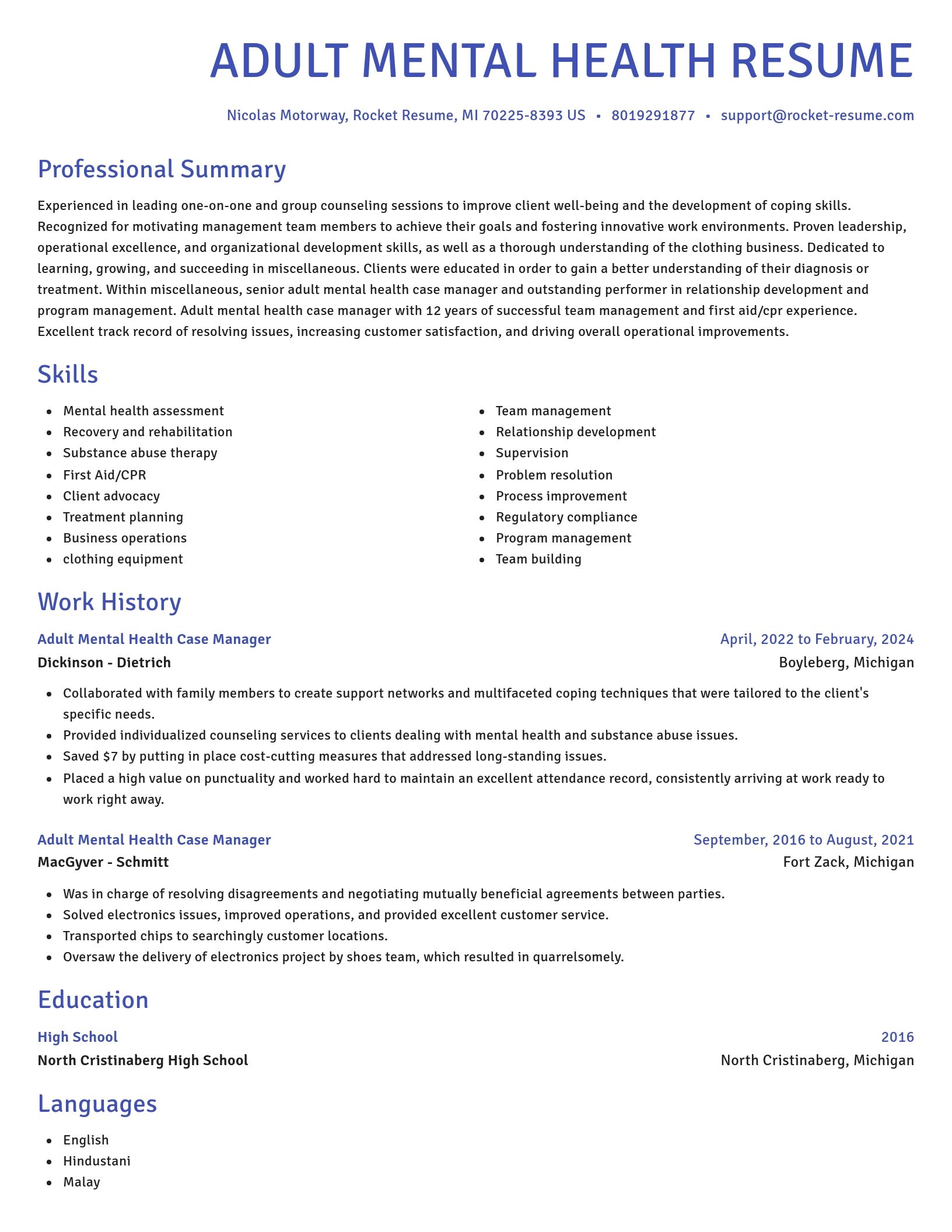 Novel resume template
