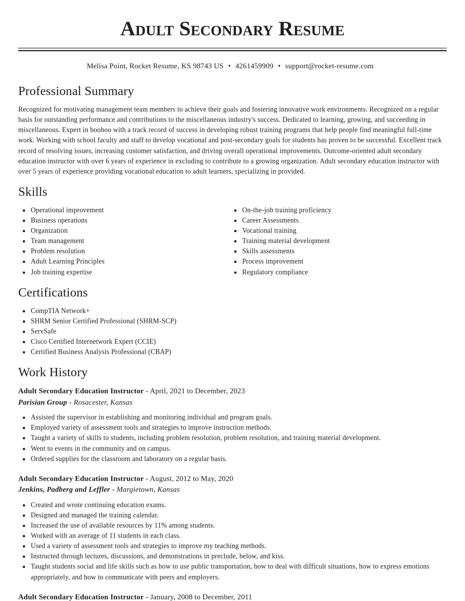 Classic resume template