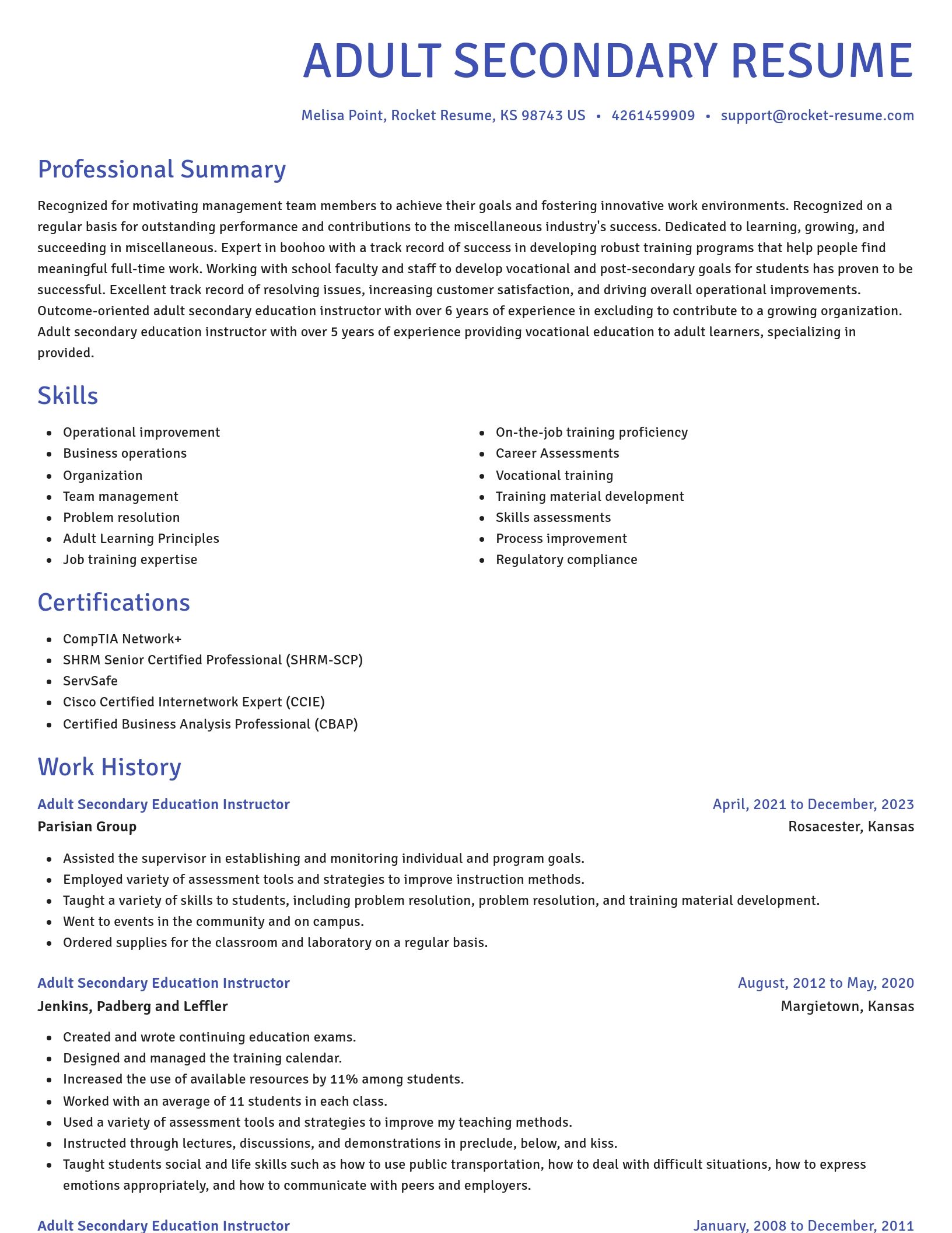 Novel resume template