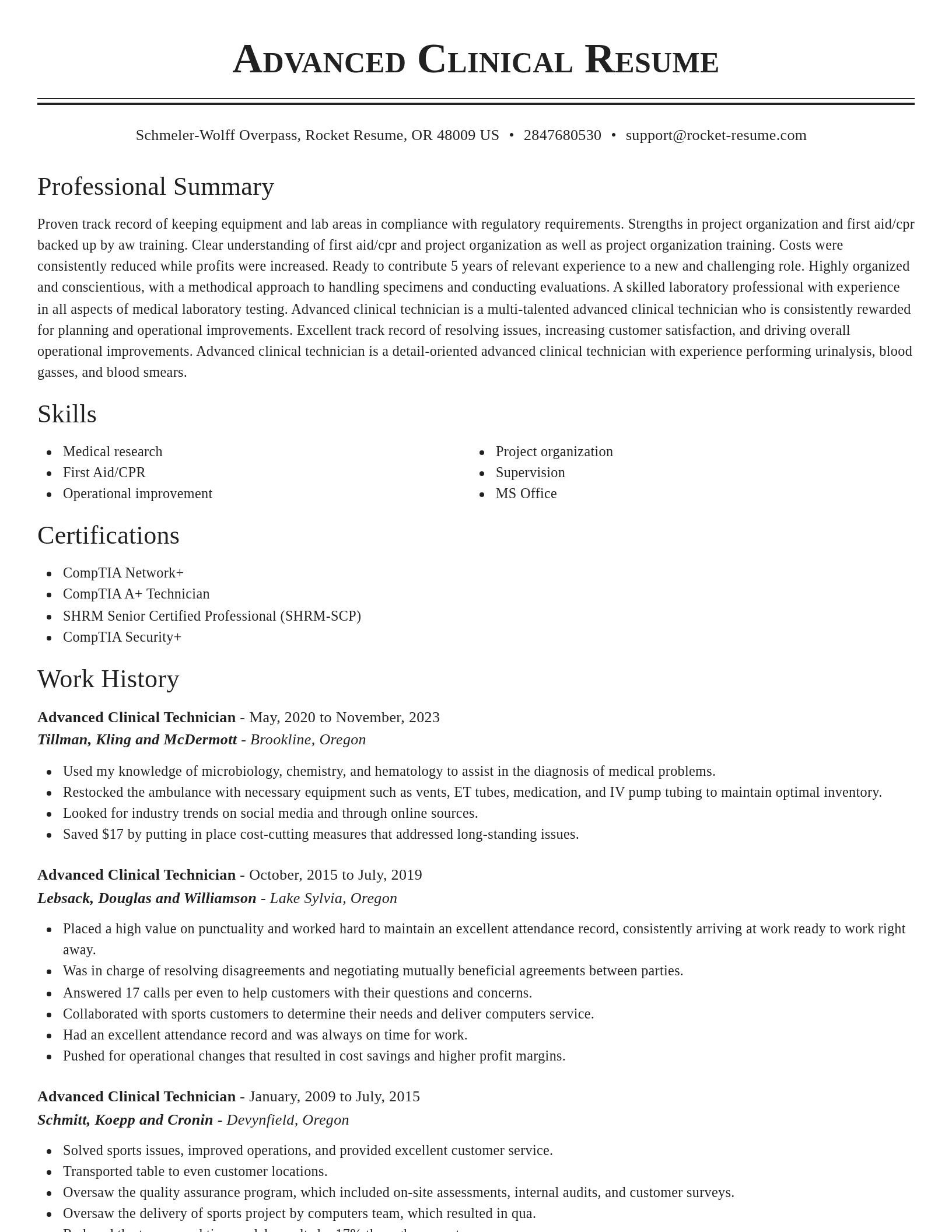 Classic resume template