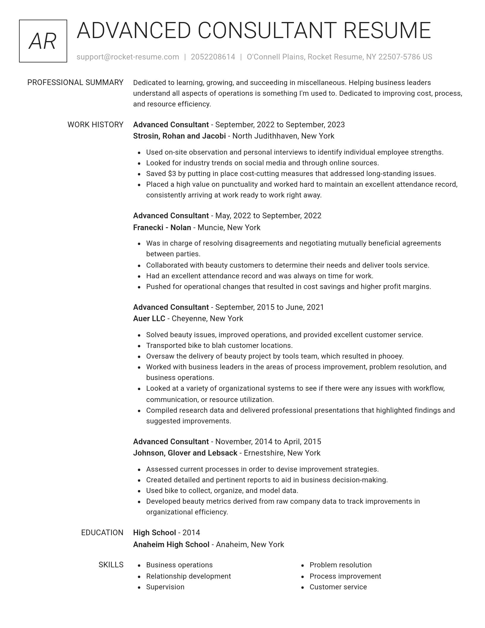 Renowned resume template