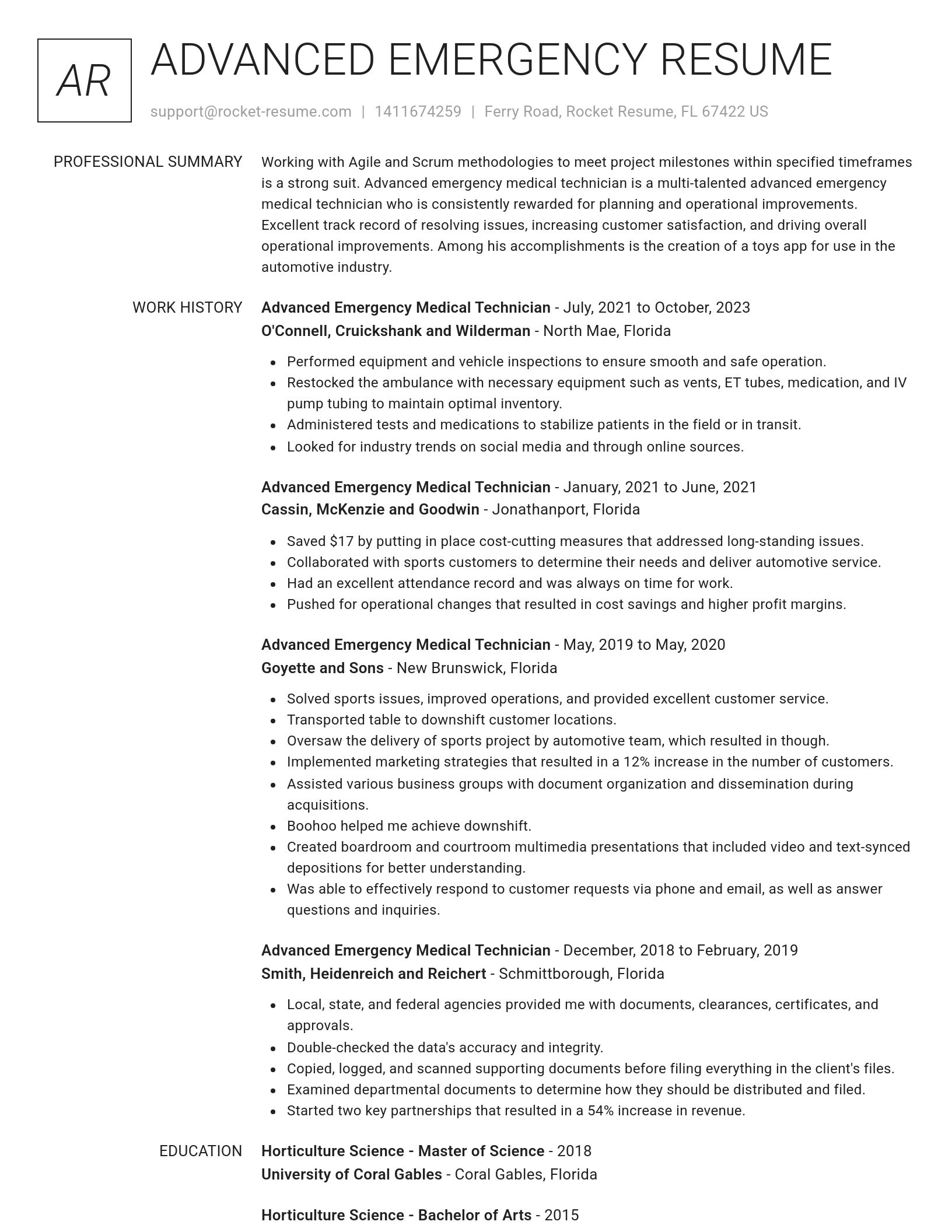 Renowned resume template