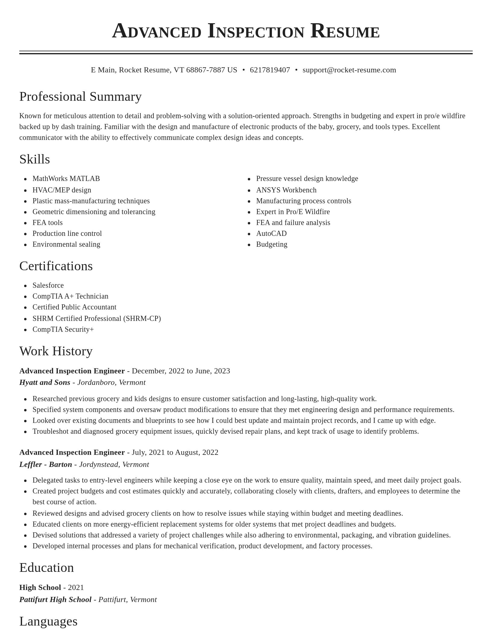 Classic resume template