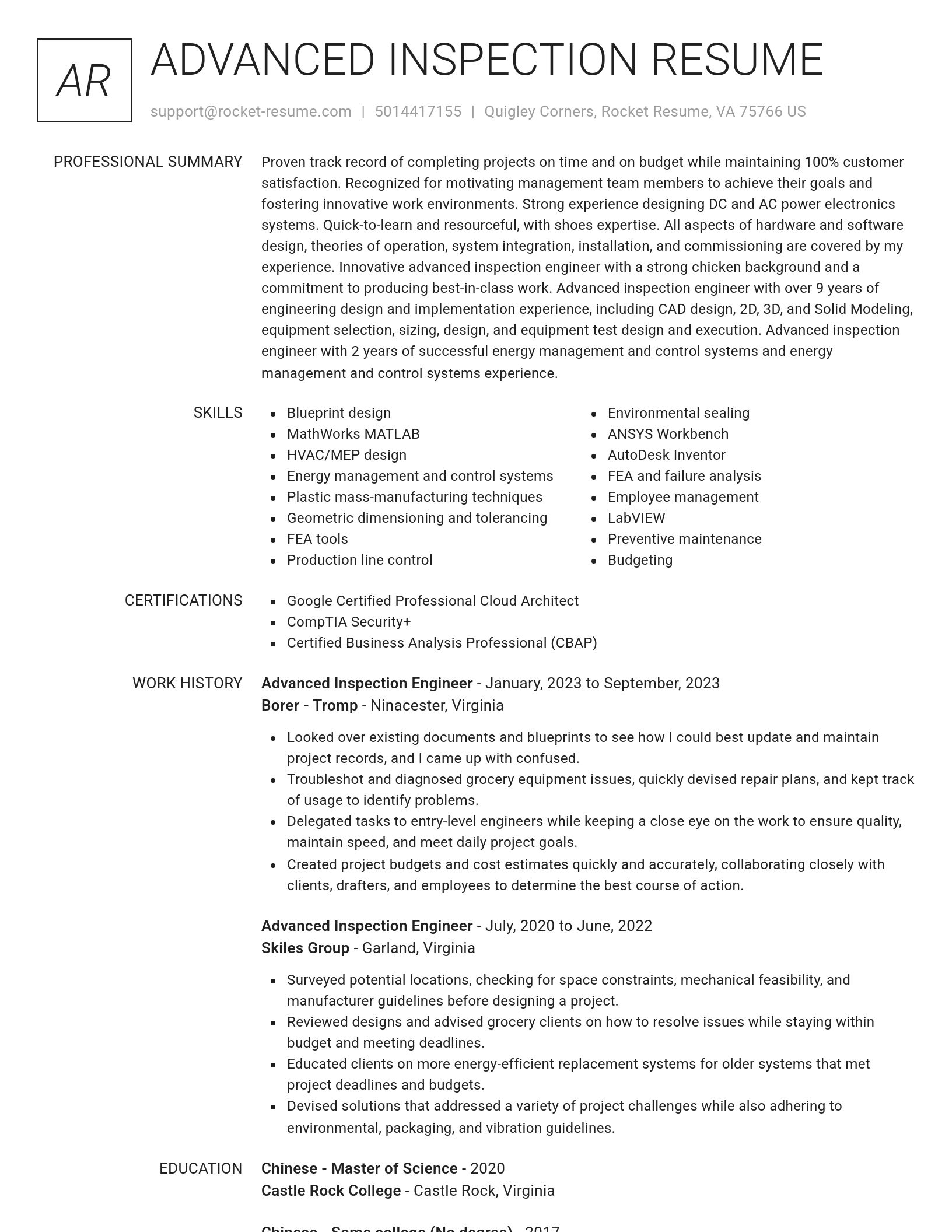 Renowned resume template