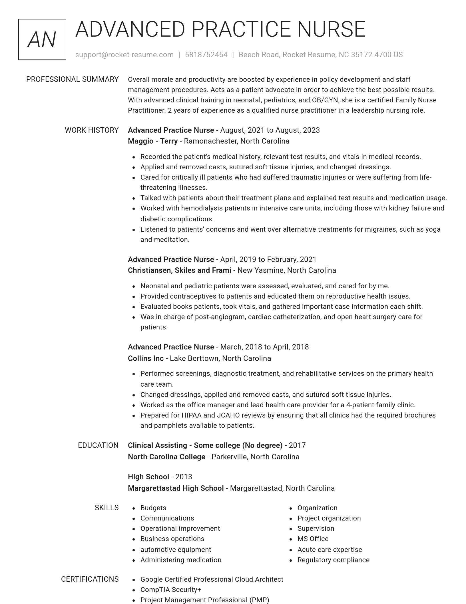 Renowned resume template