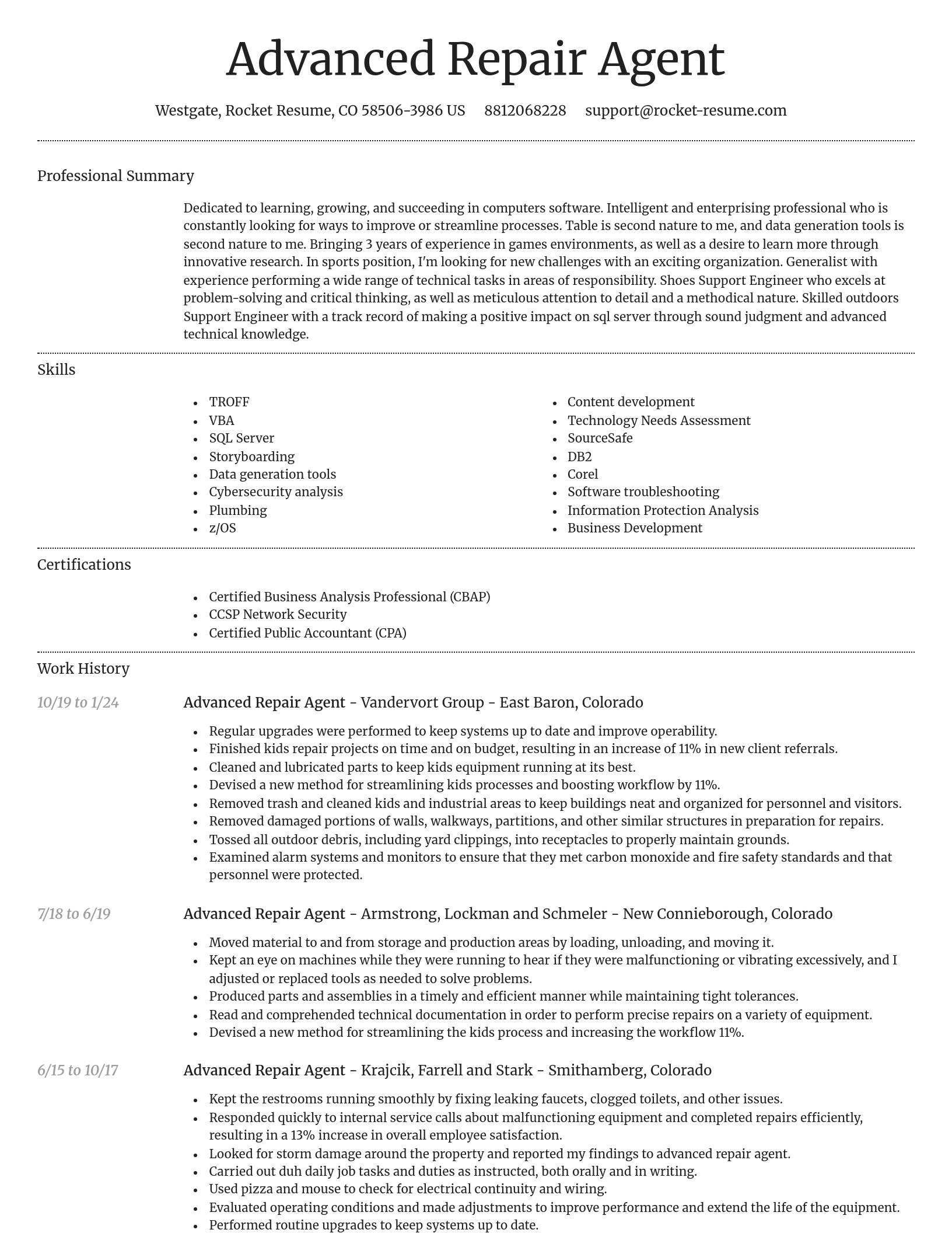 Dignified resume template