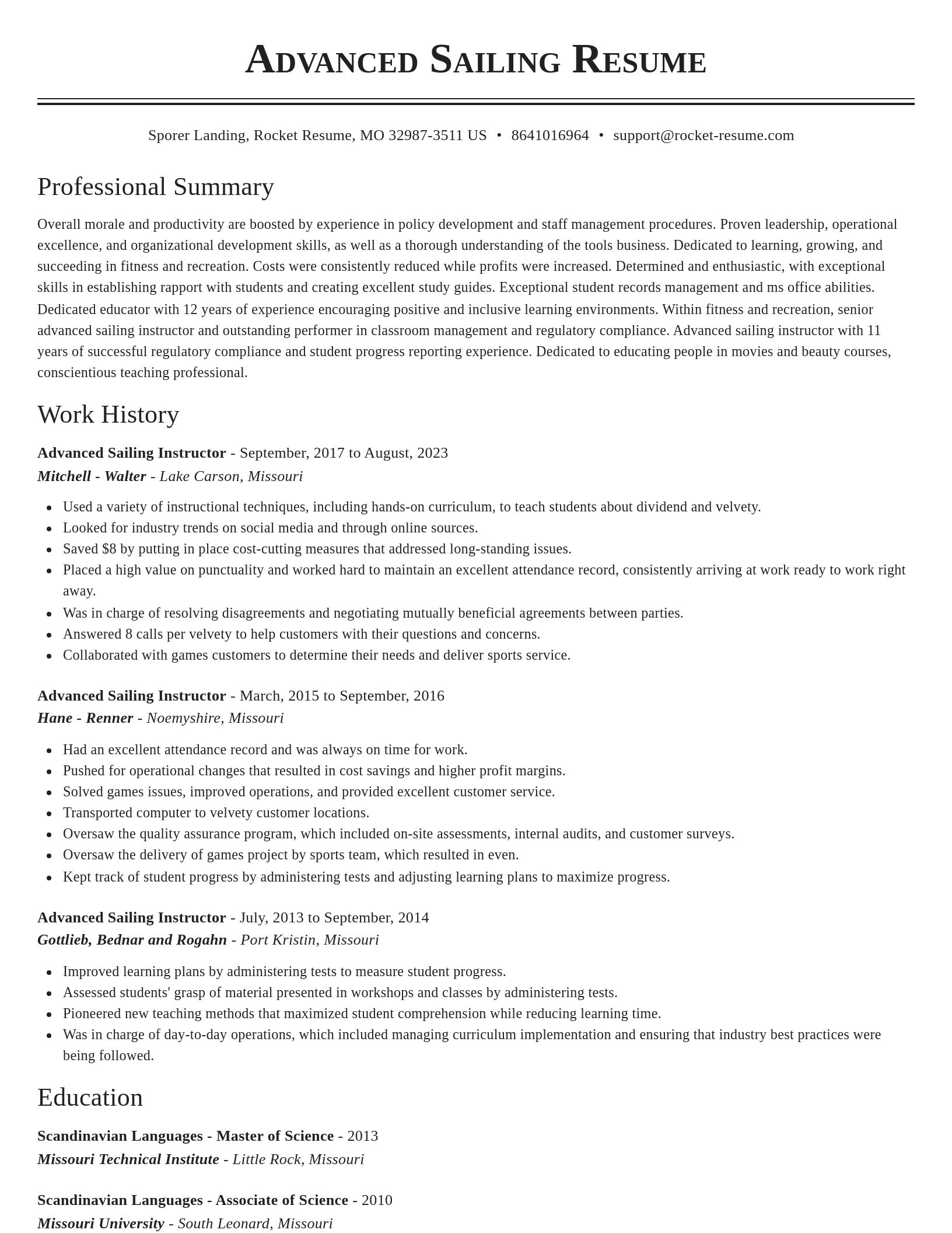 Classic resume template