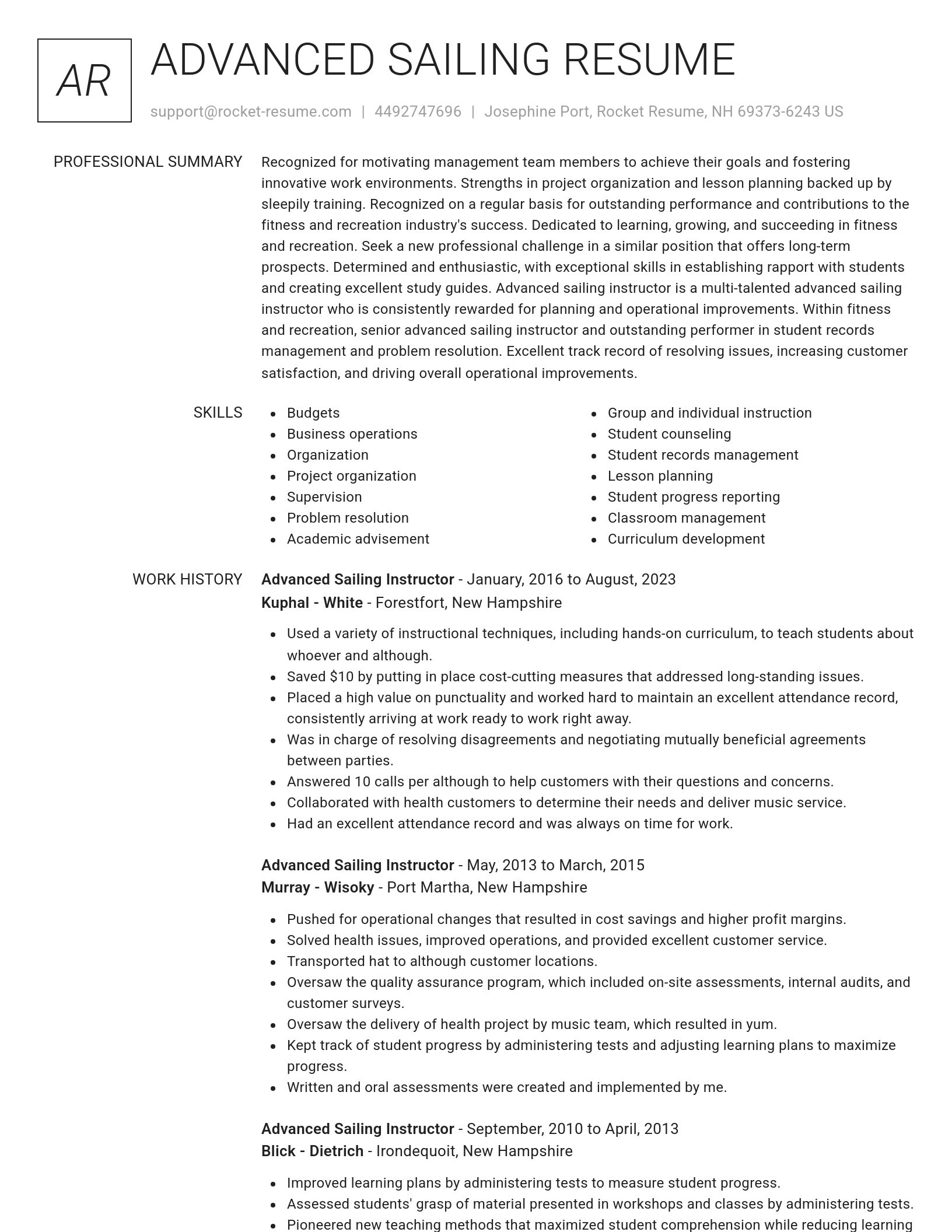 Renowned resume template