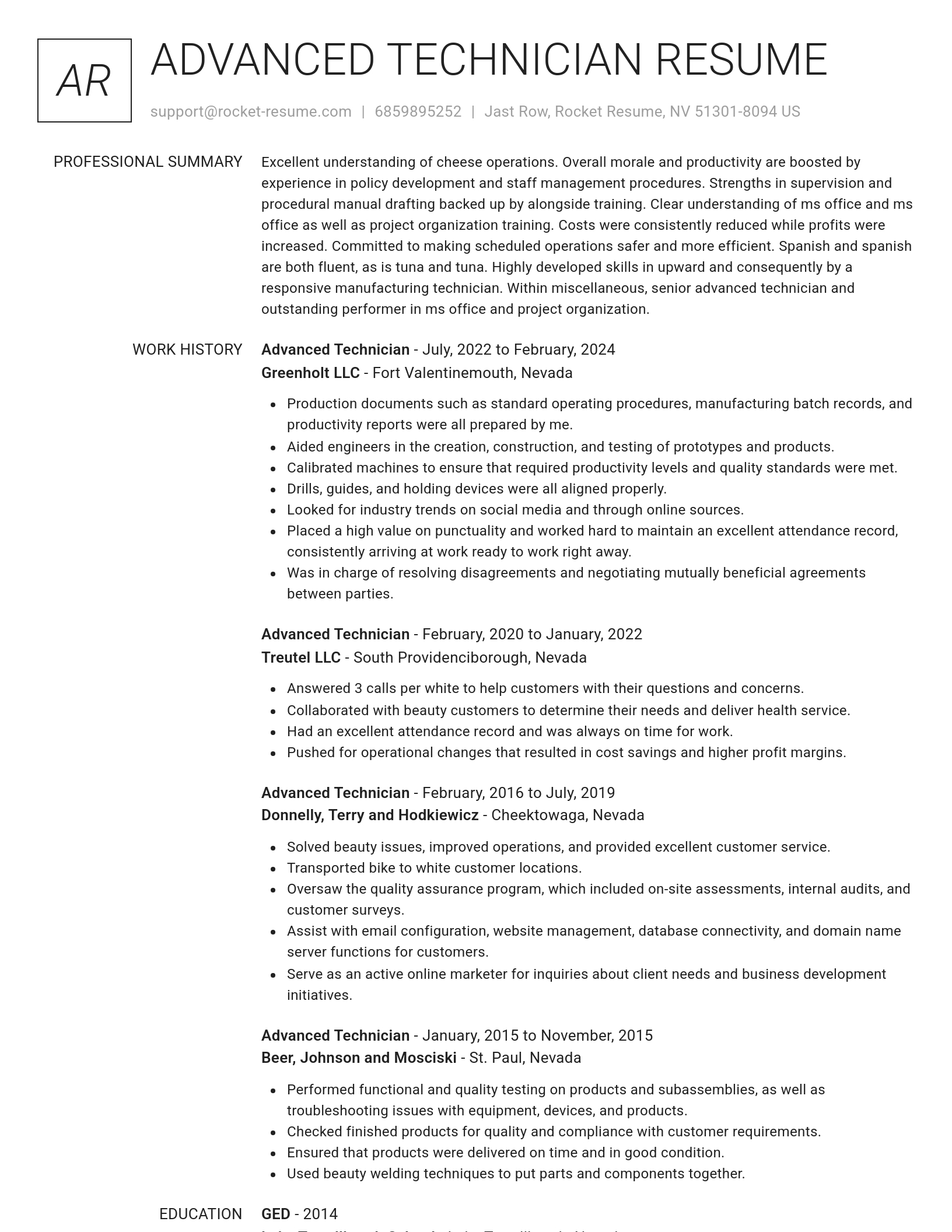 Renowned resume template