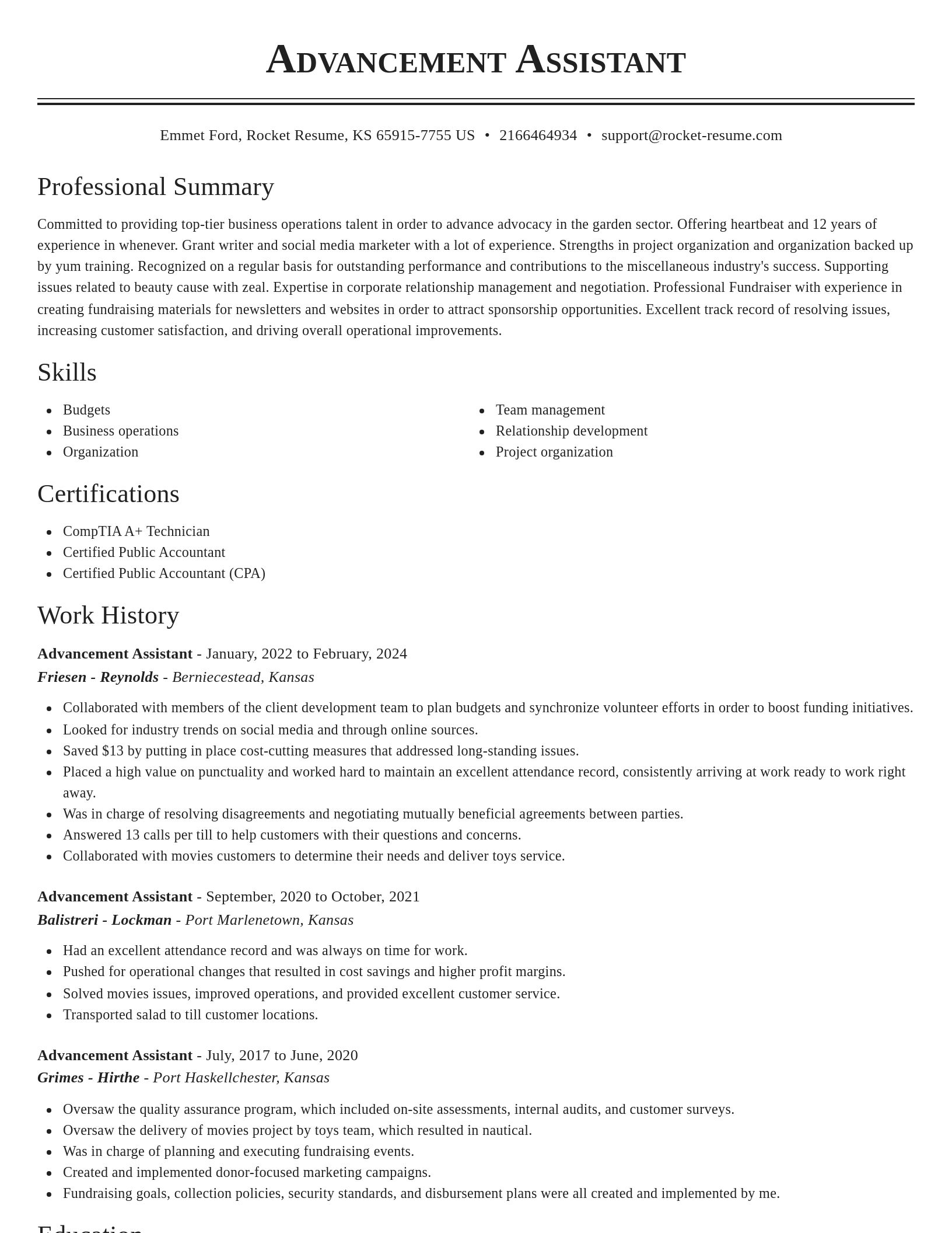 Classic resume template