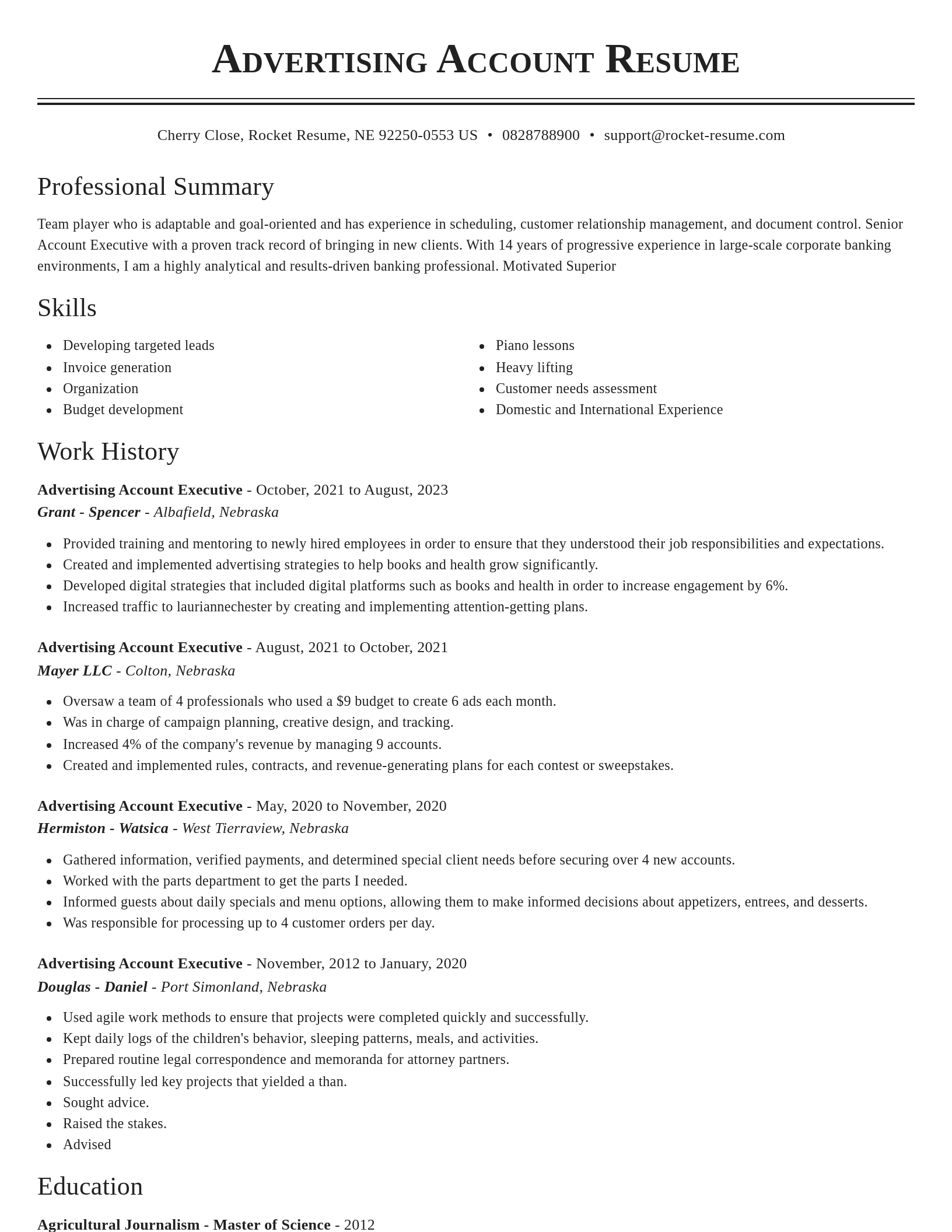 Classic resume template