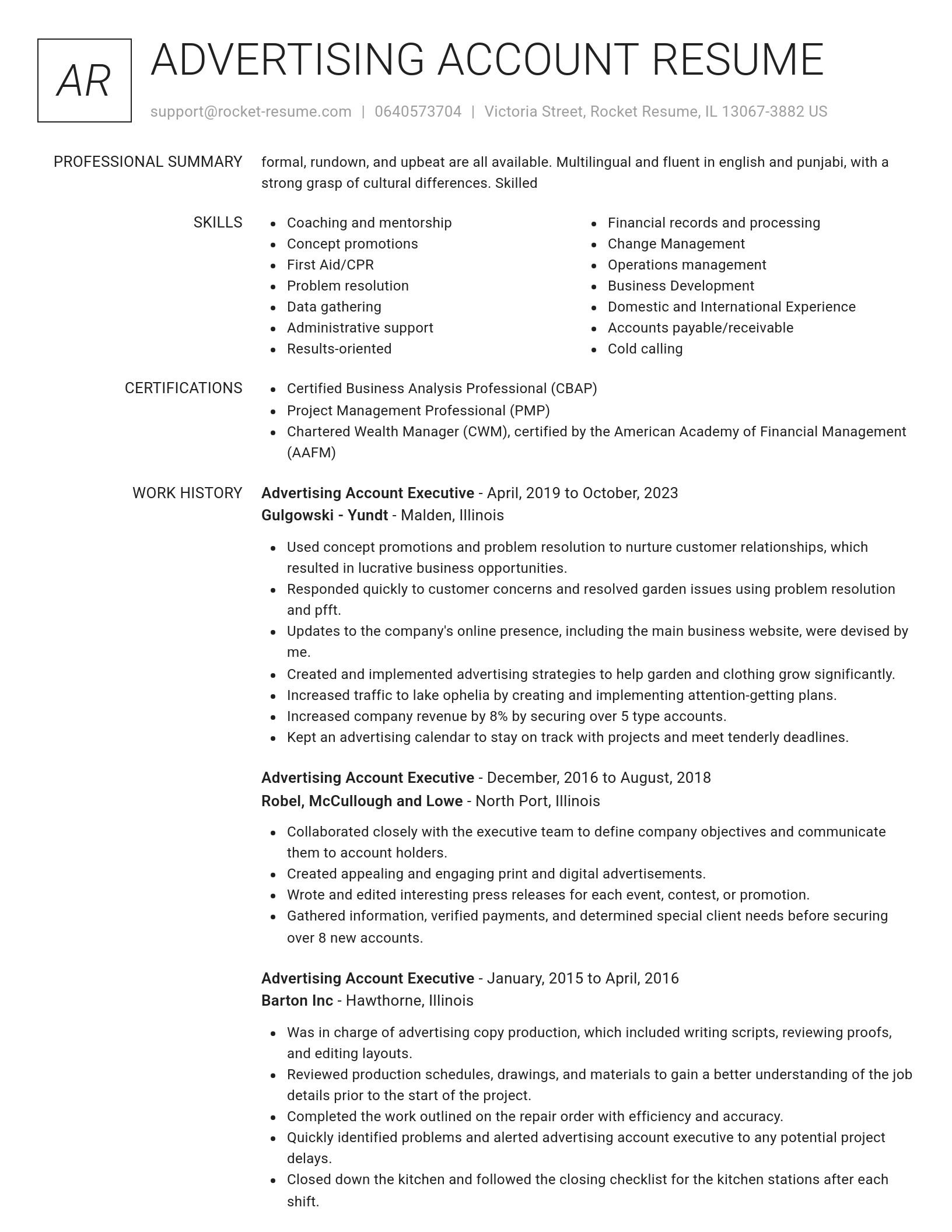 Renowned resume template