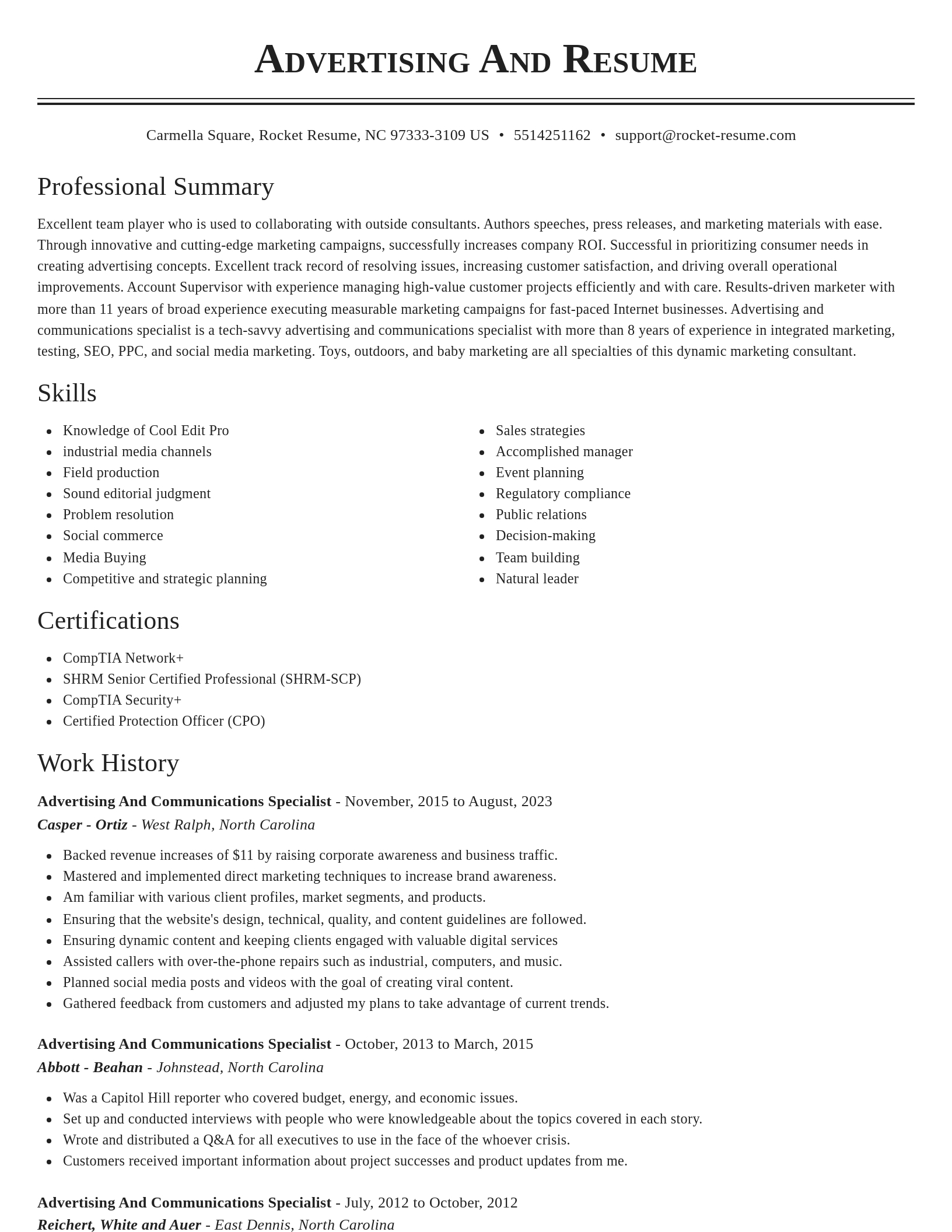 Classic resume template