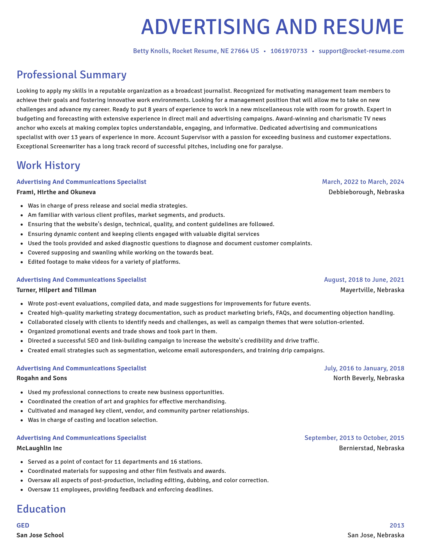 Novel resume template