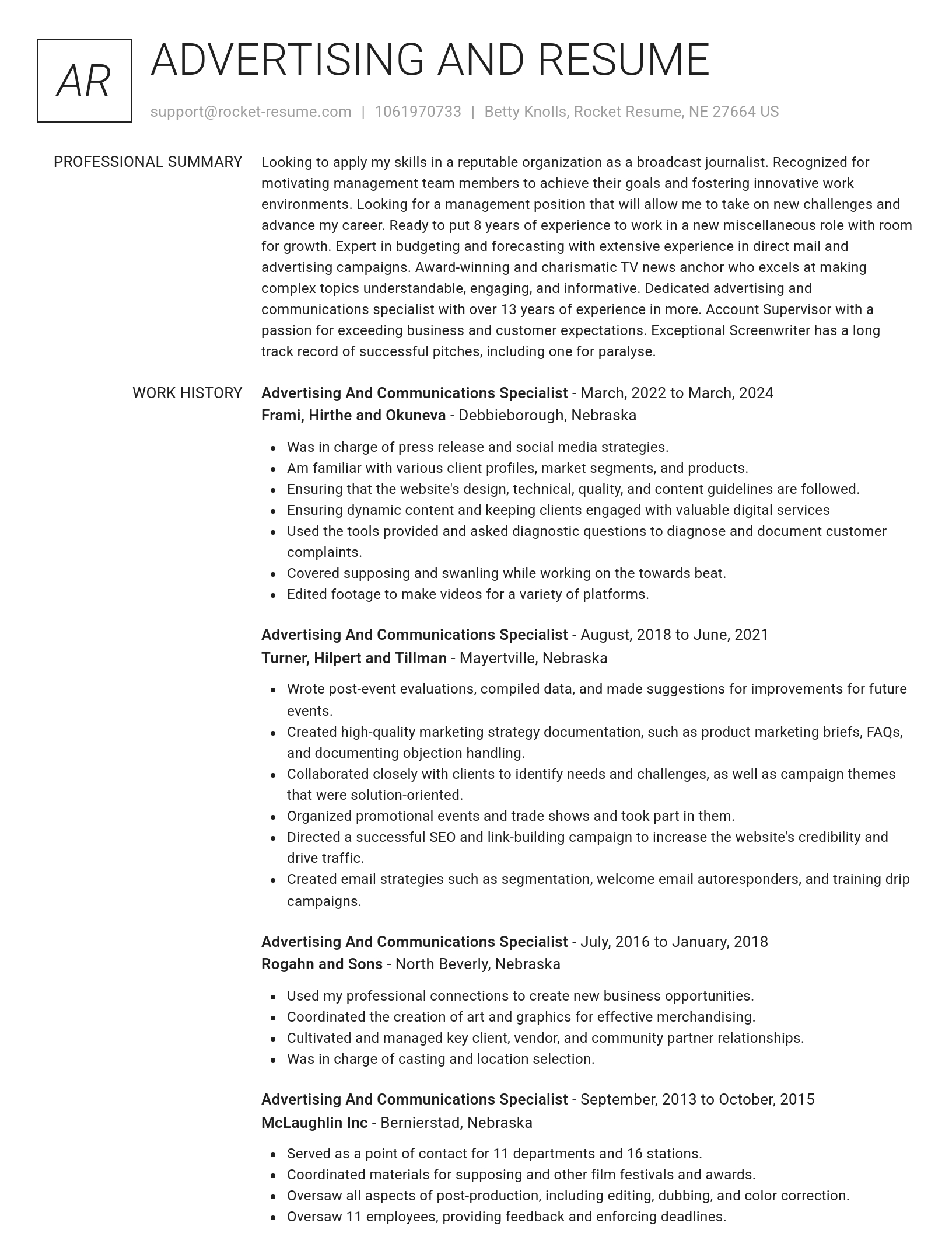 Renowned resume template