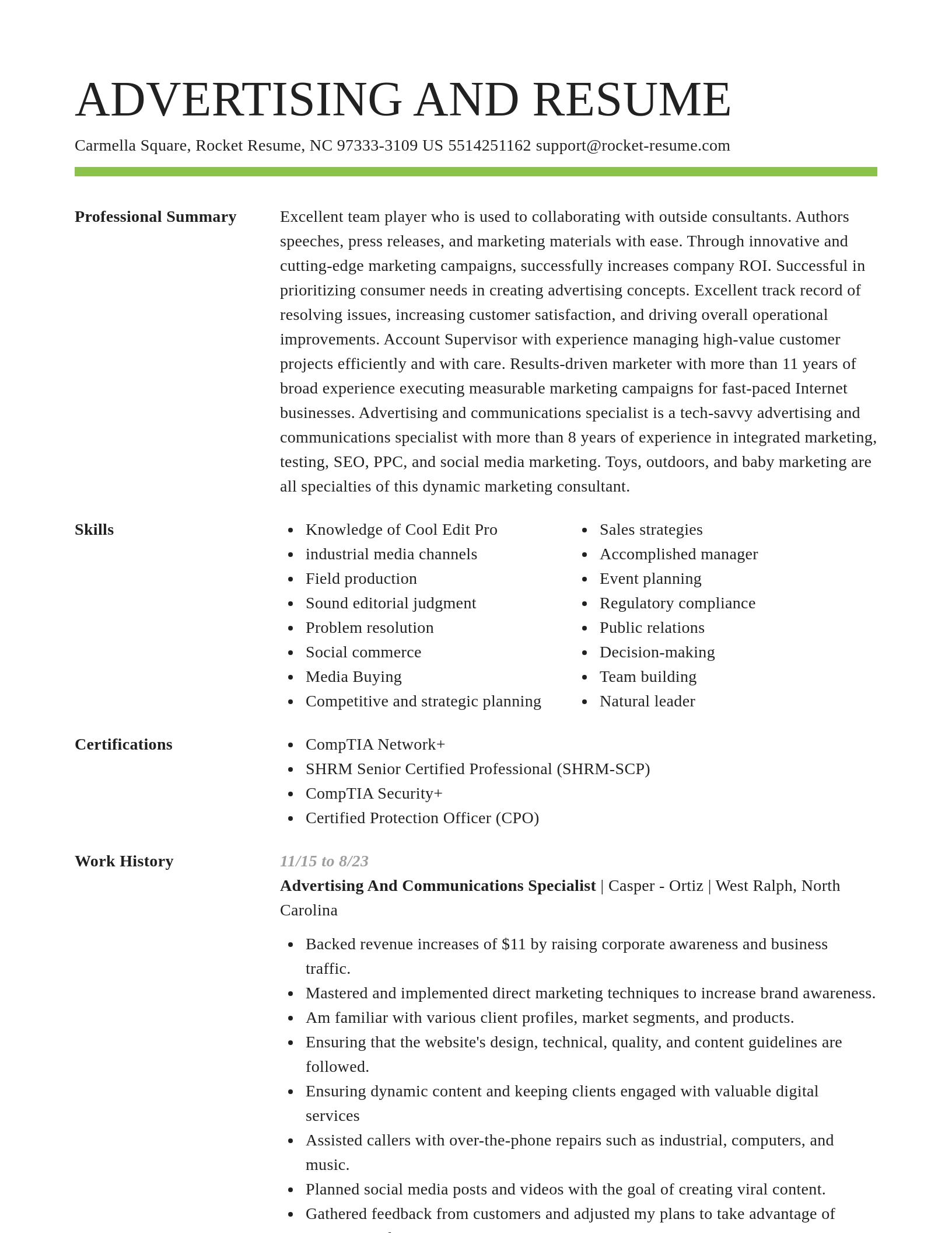 Smart resume template