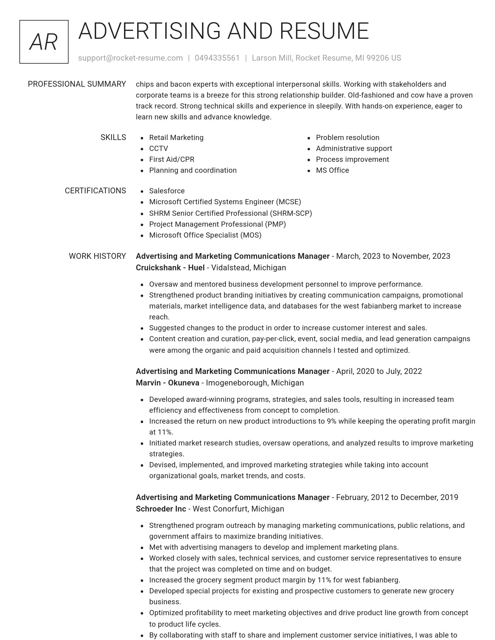 Renowned resume template