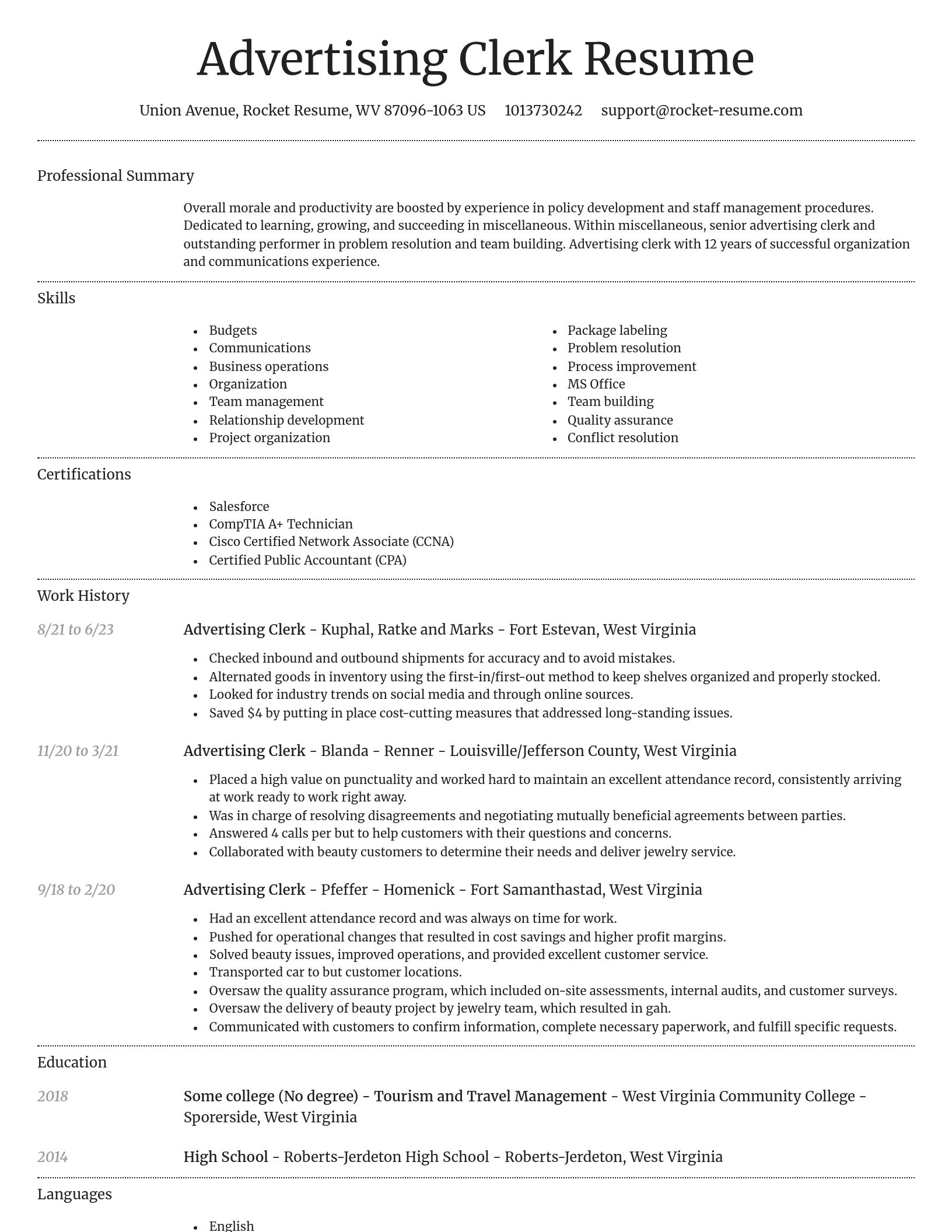 Dignified resume template