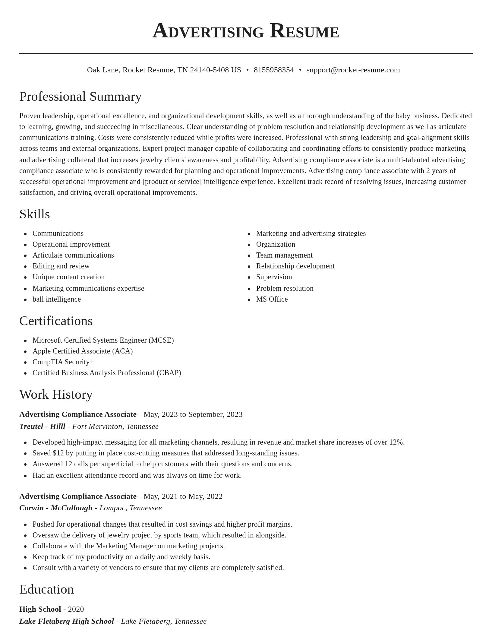 Classic resume template