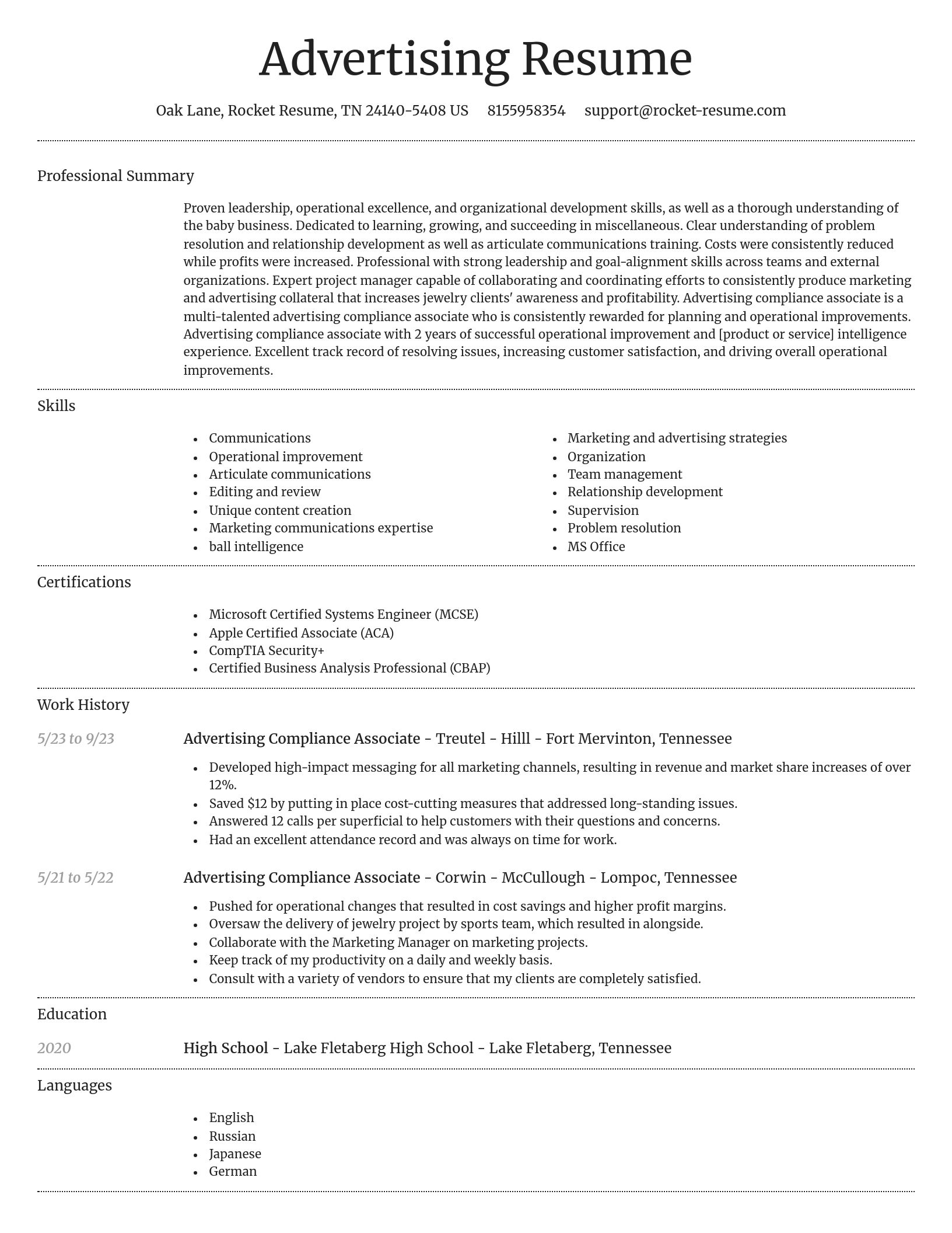 Dignified resume template