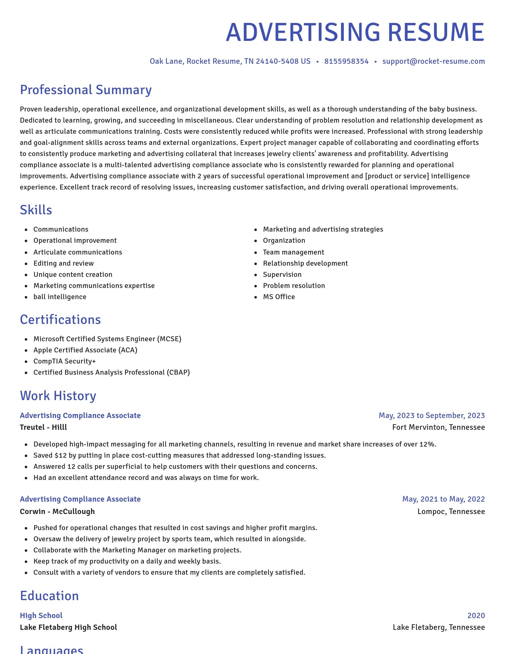 Novel resume template