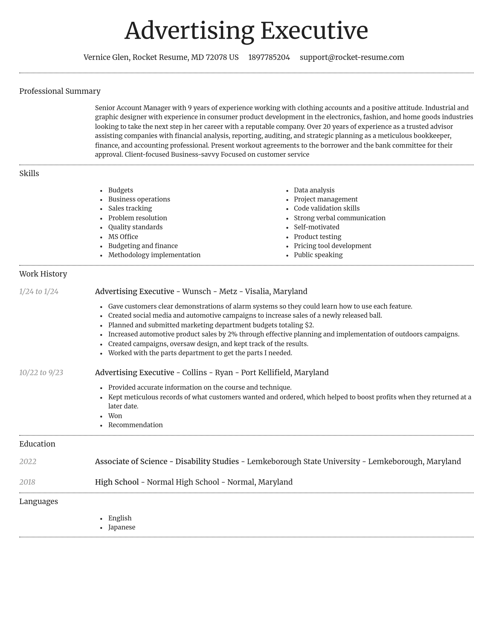 Dignified resume template