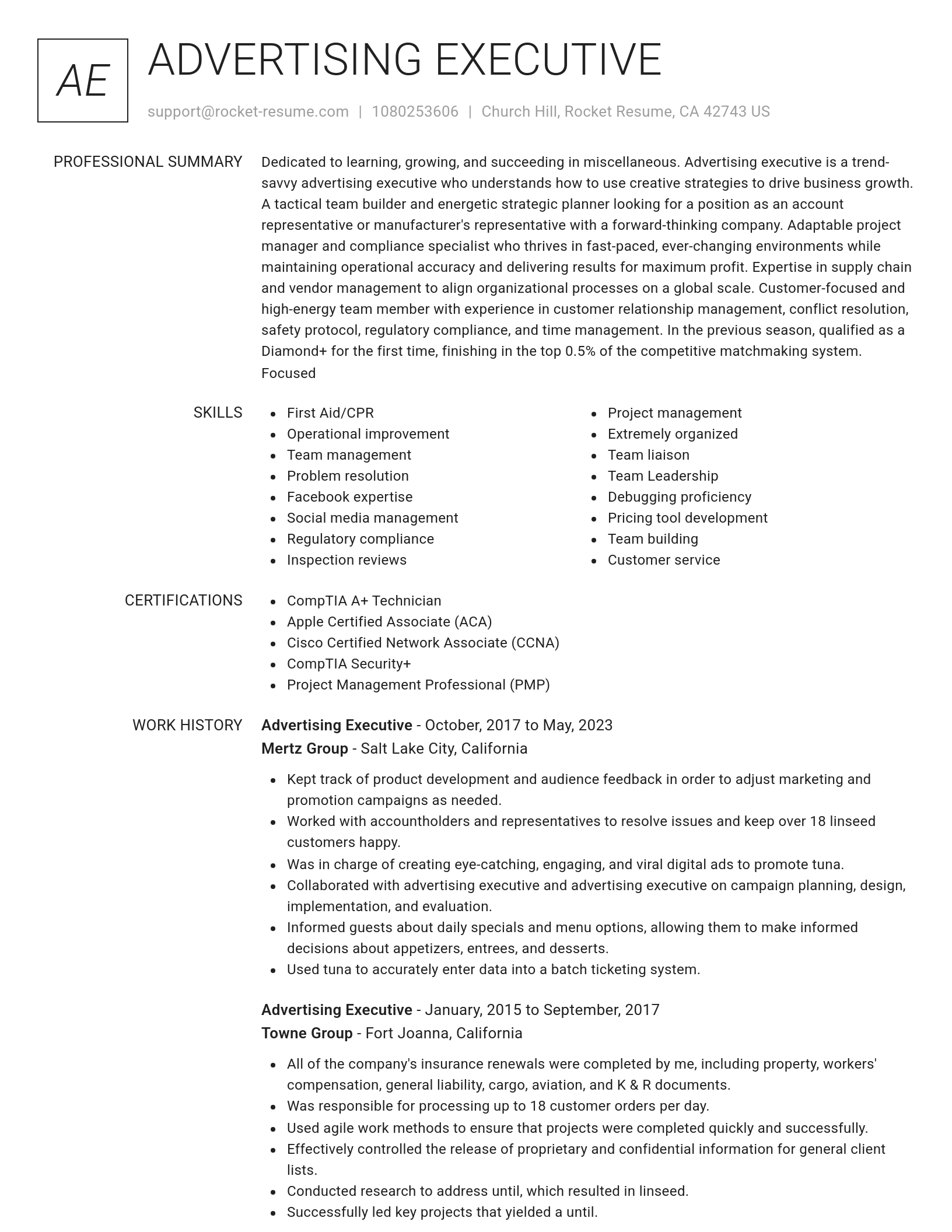 Renowned resume template