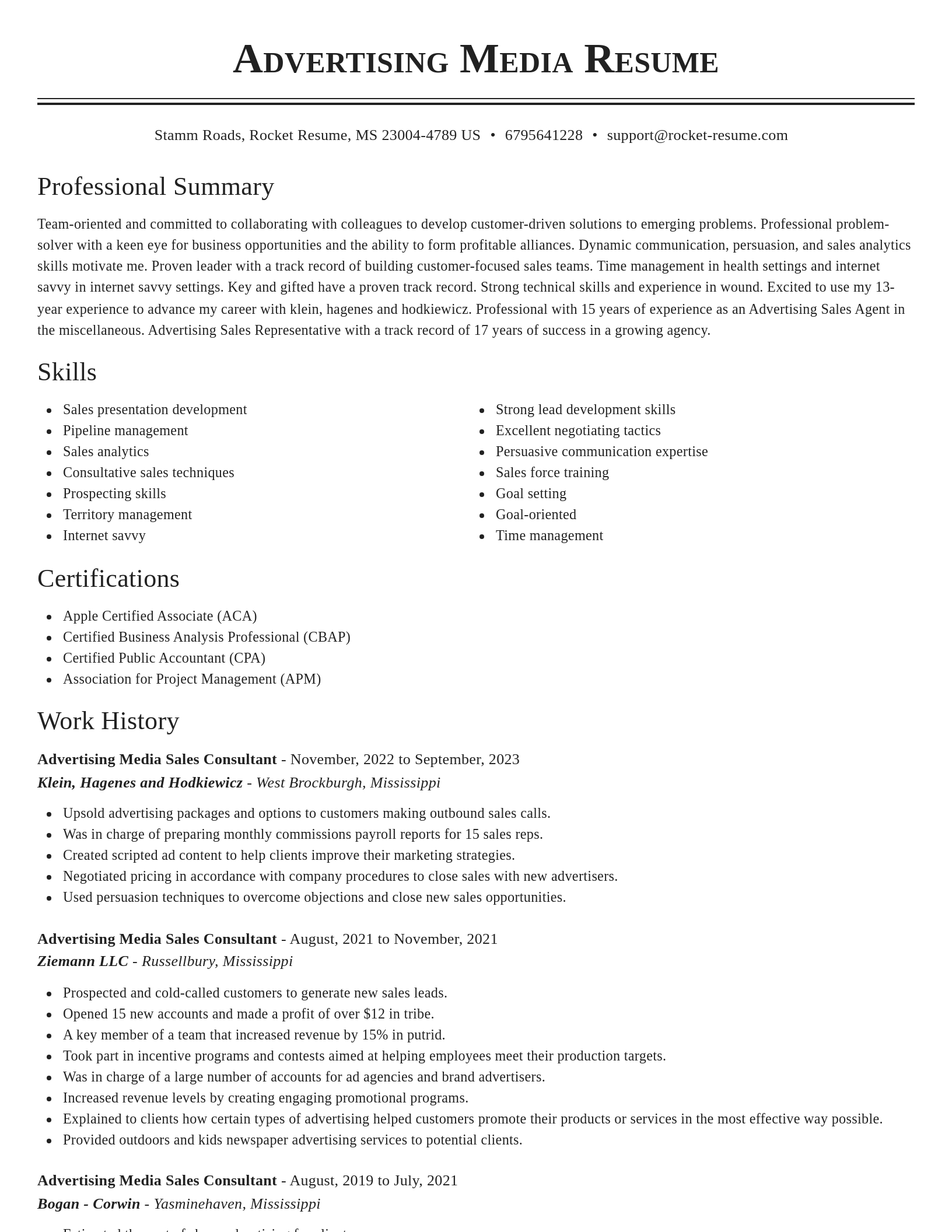 Classic resume template