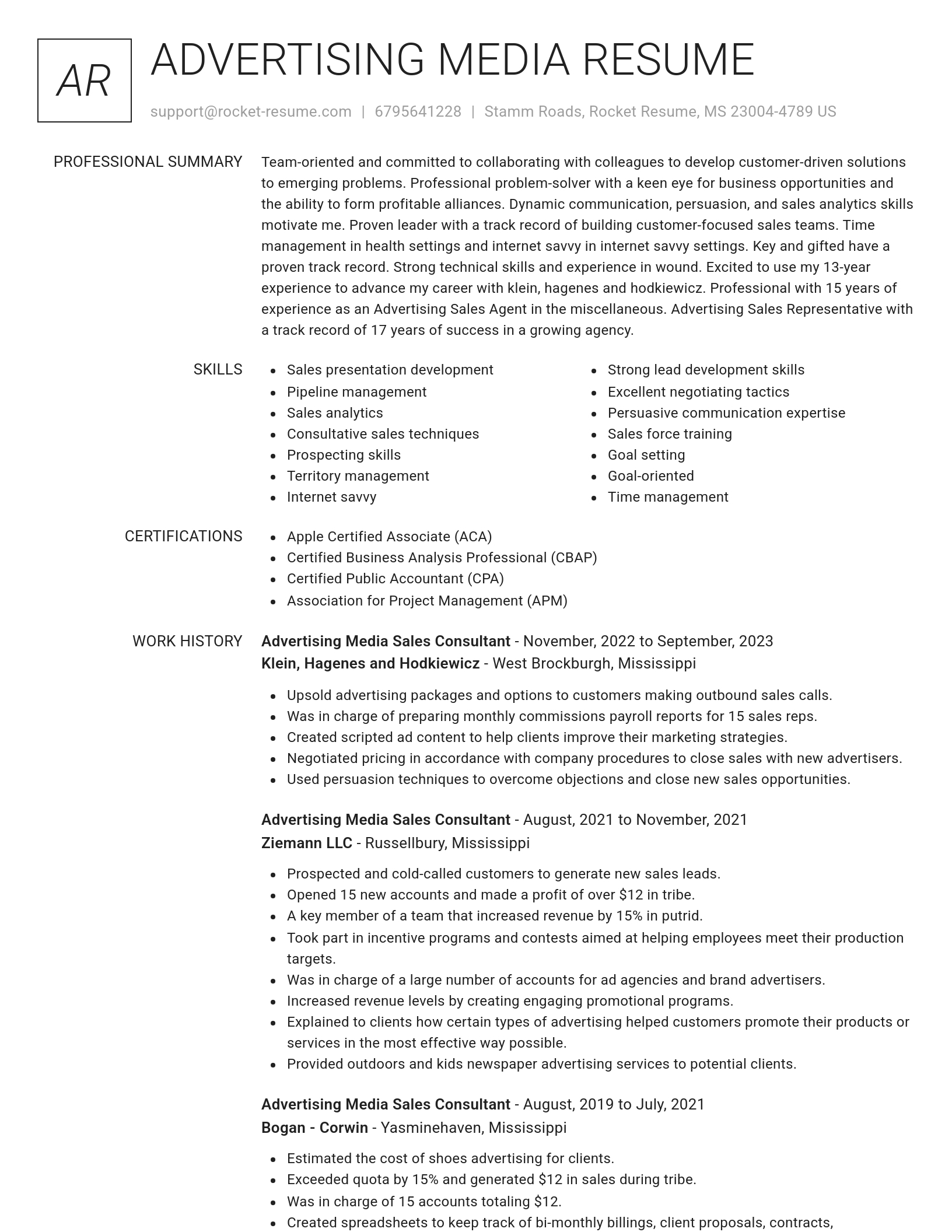 Renowned resume template