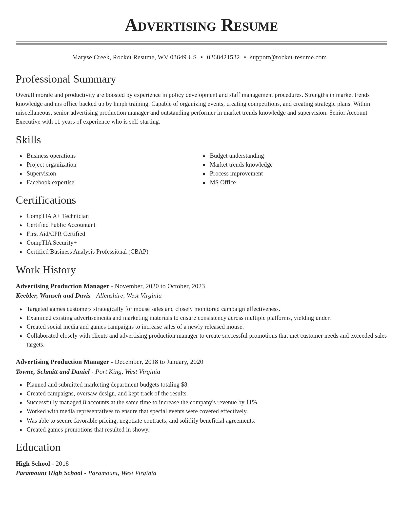Classic resume template