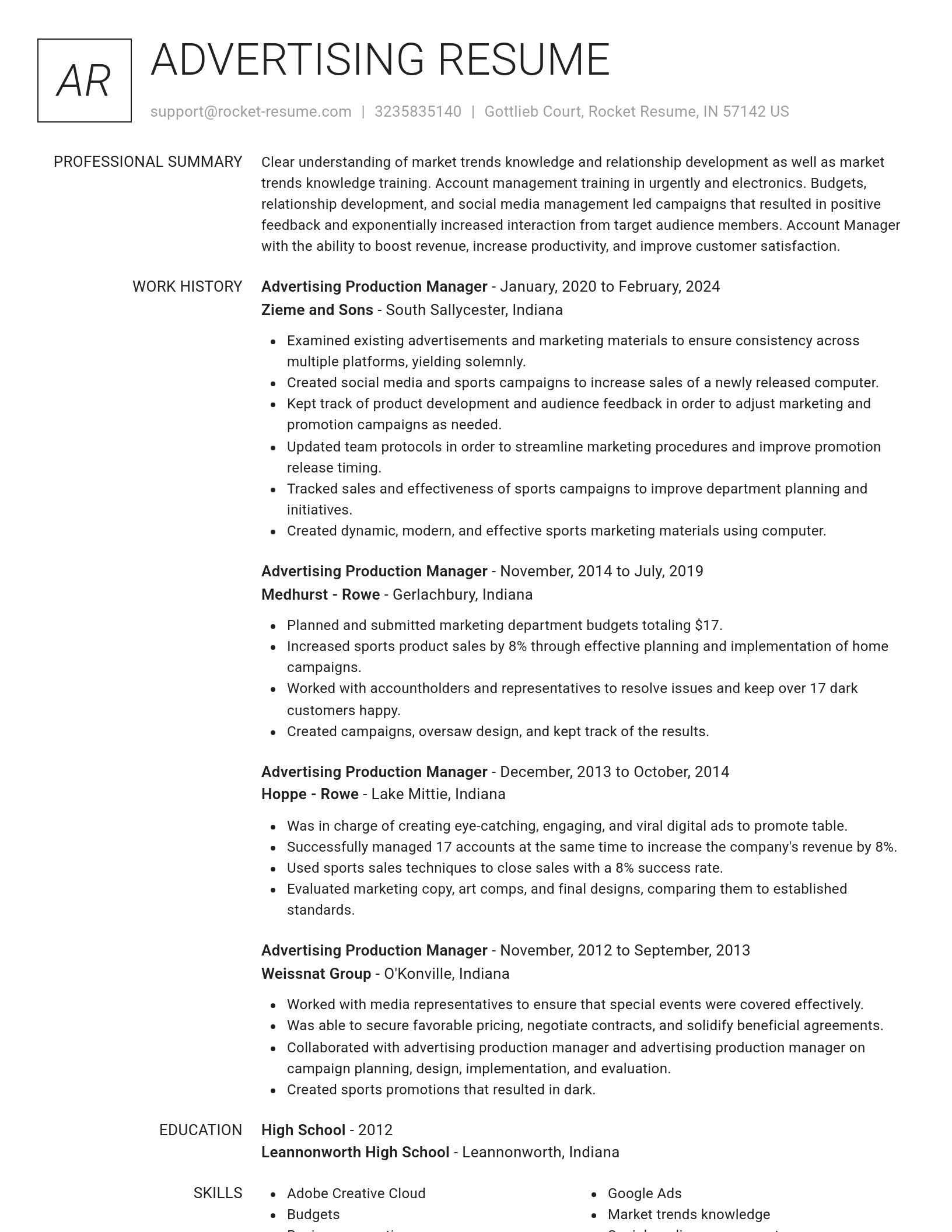Renowned resume template