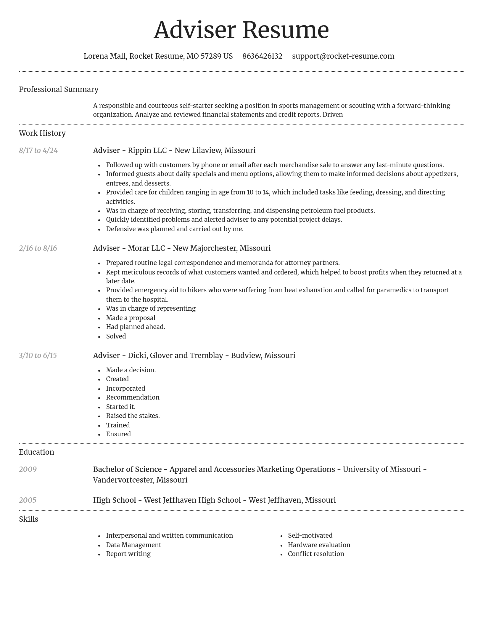 Dignified resume template