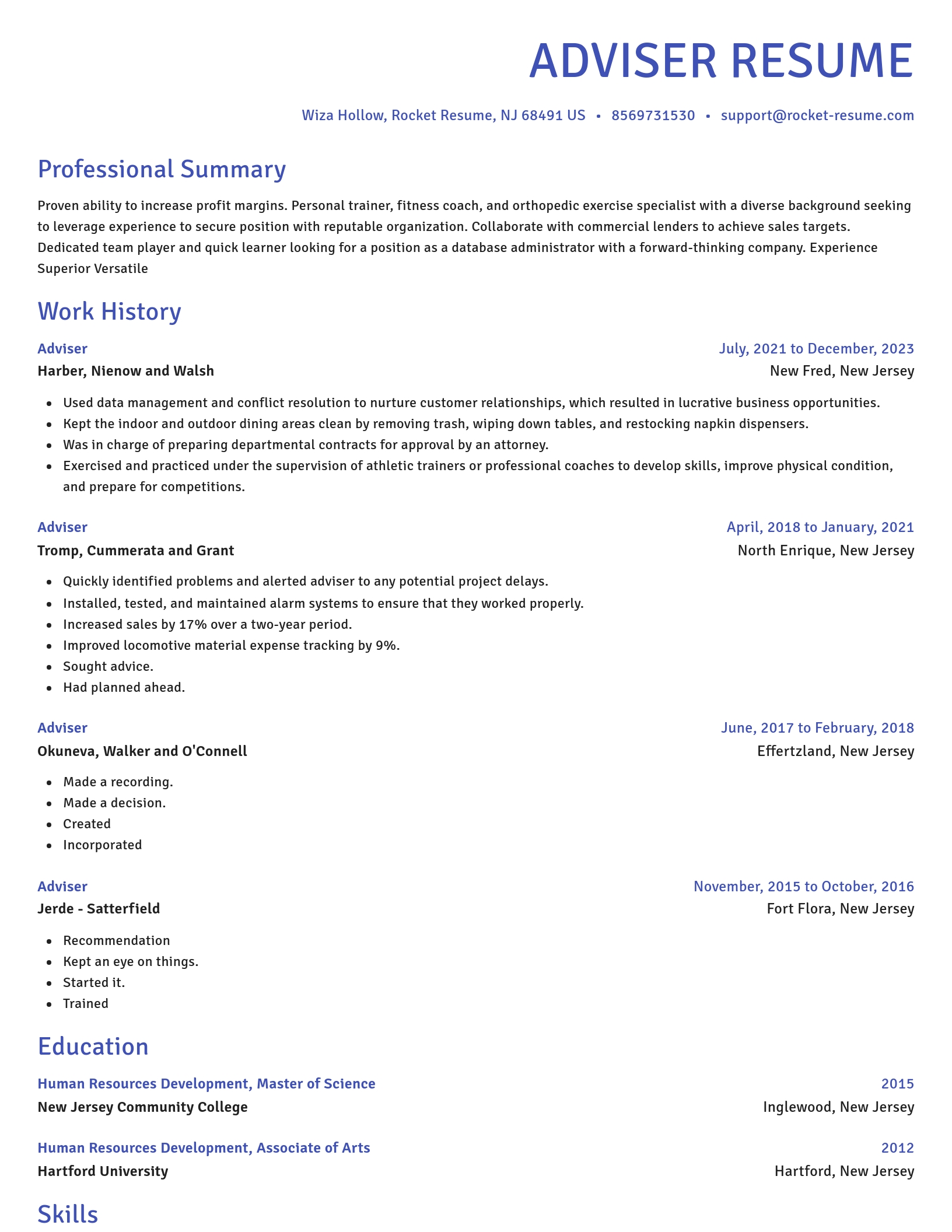 Novel resume template