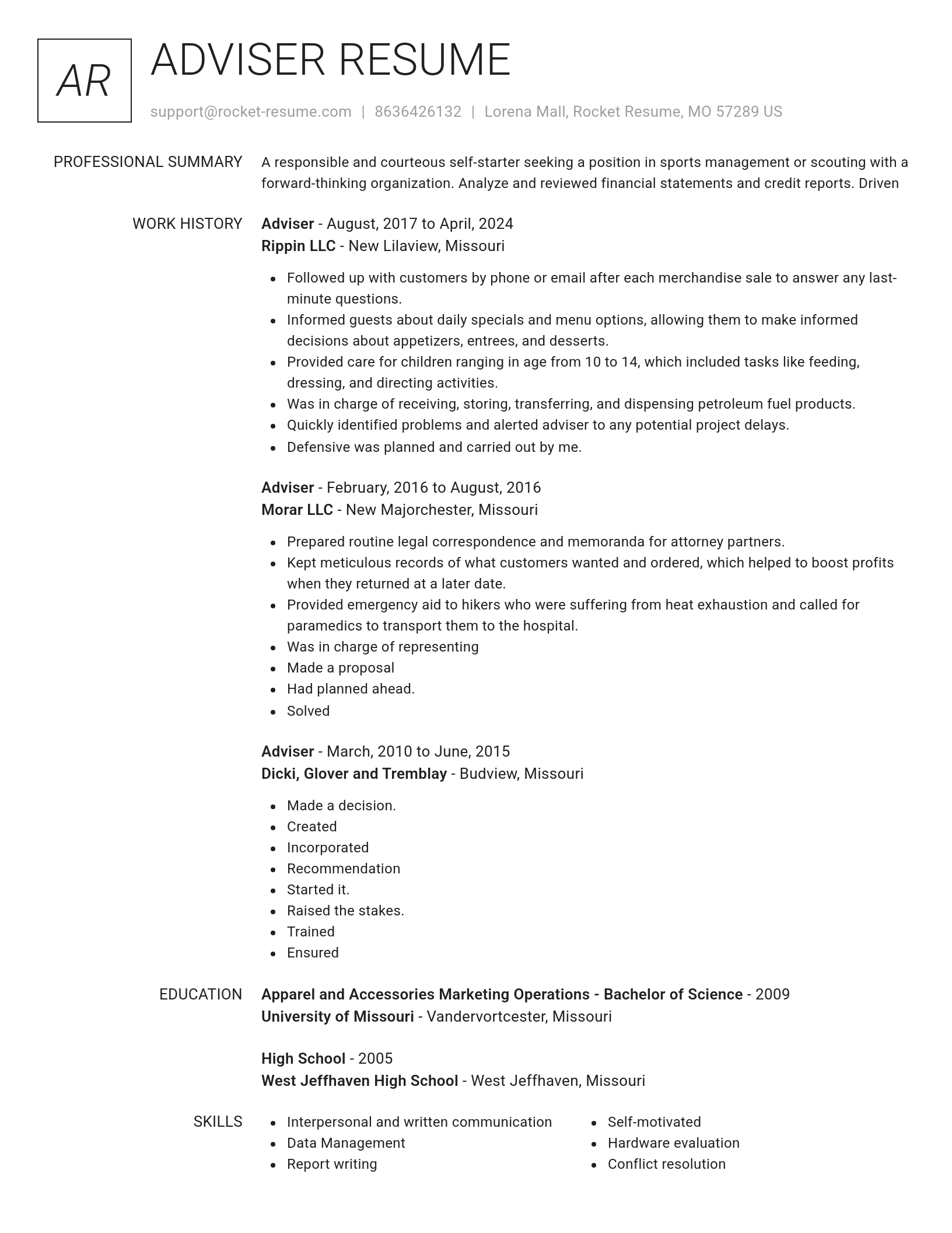 Renowned resume template
