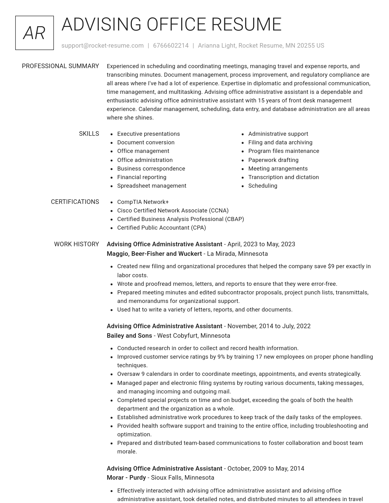 Renowned resume template