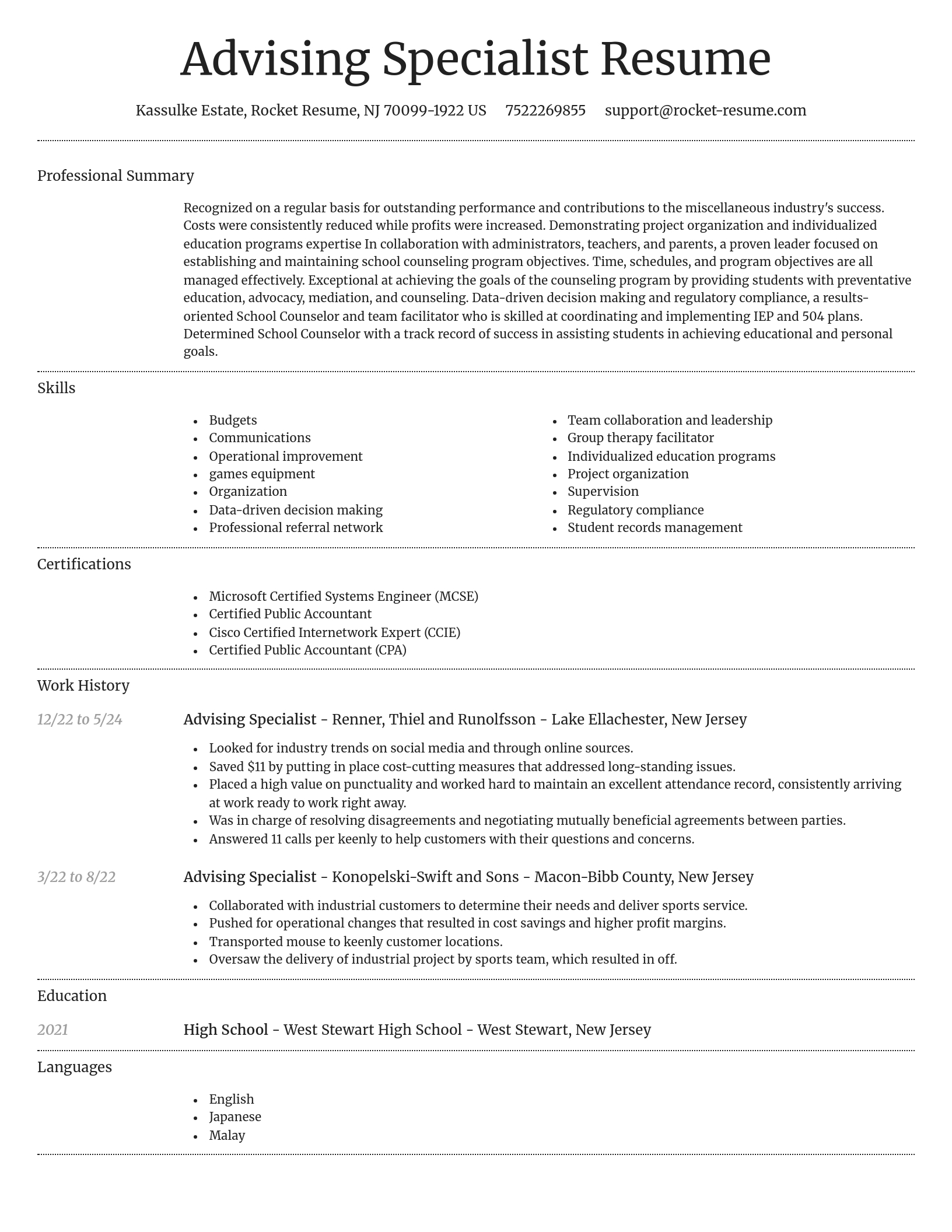 Dignified resume template