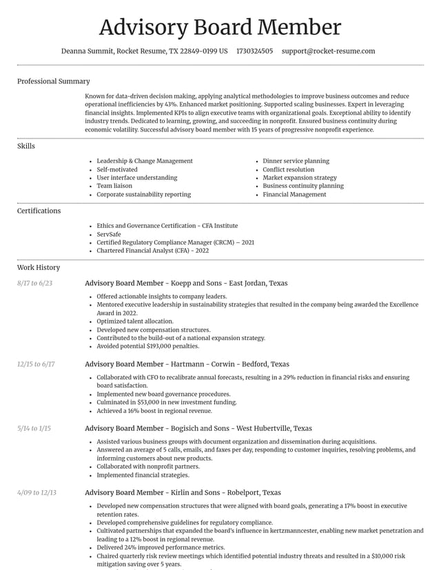 Dignified resume template
