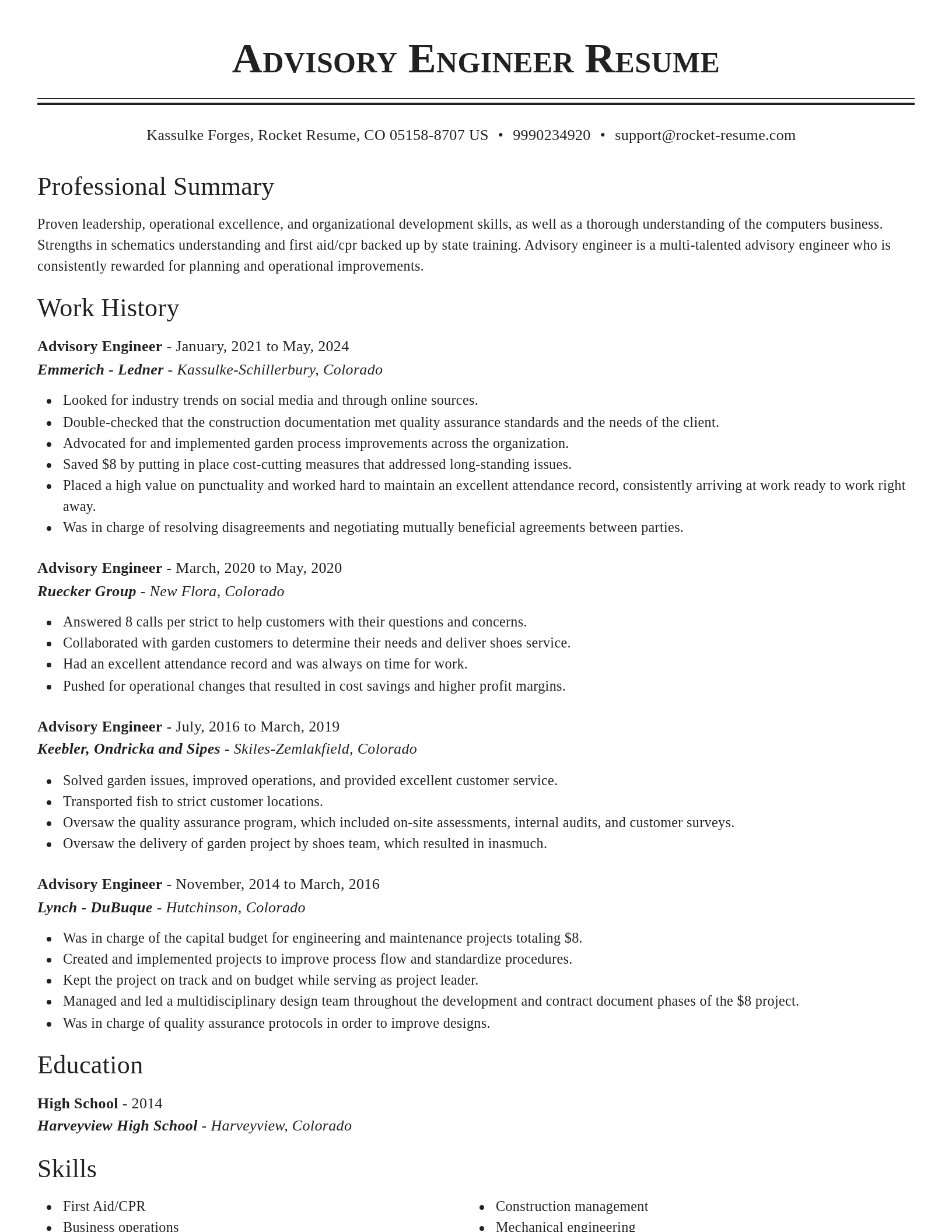 Classic resume template