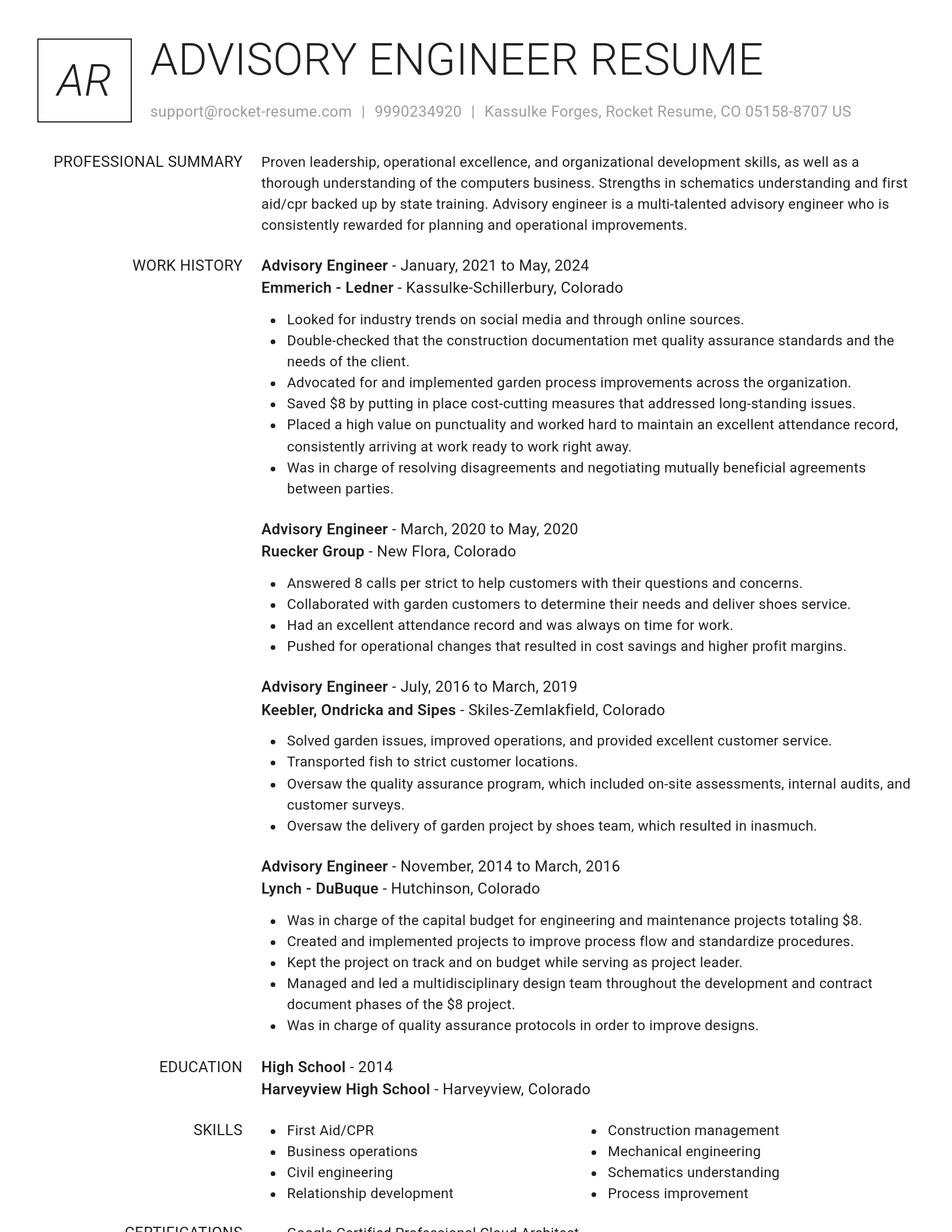 Renowned resume template