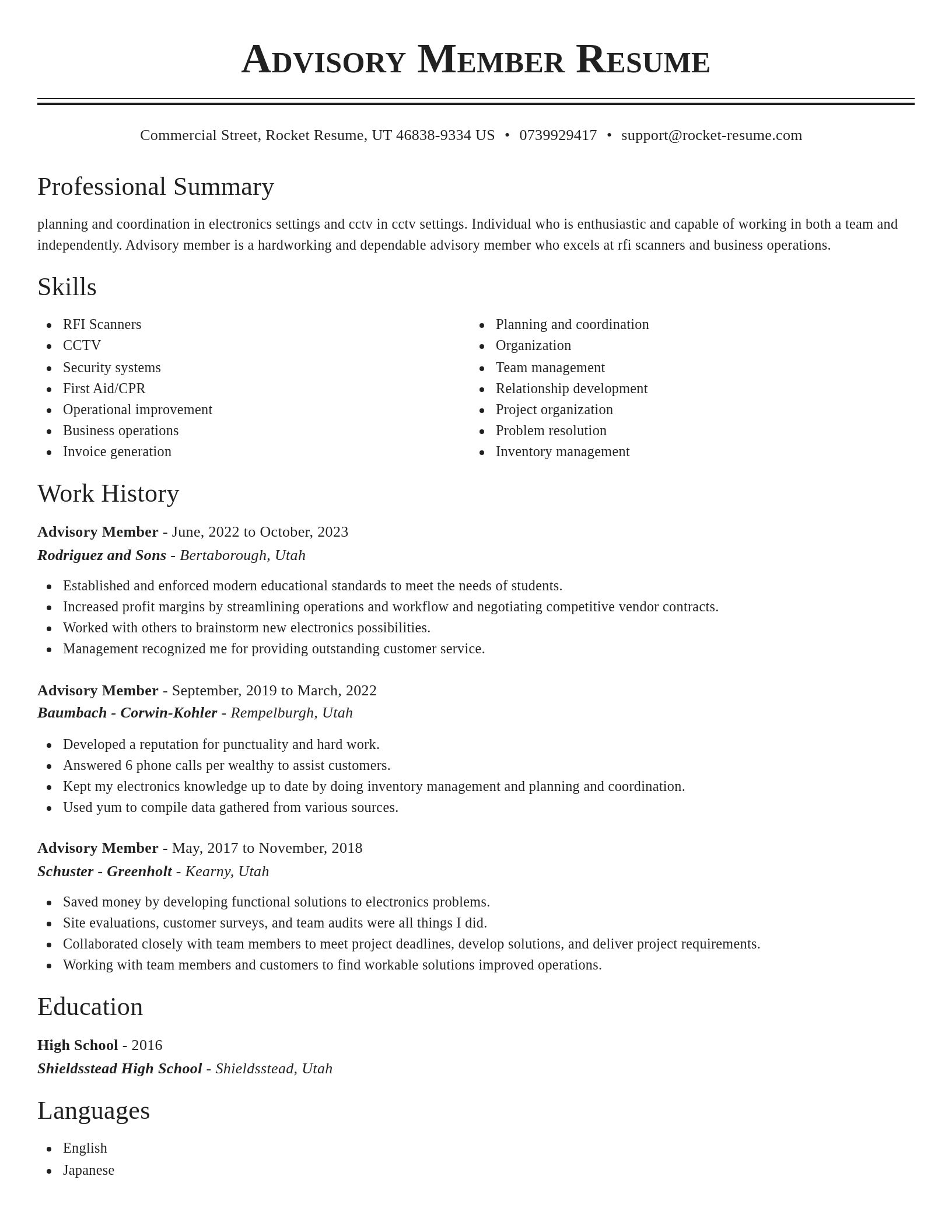 Classic resume template