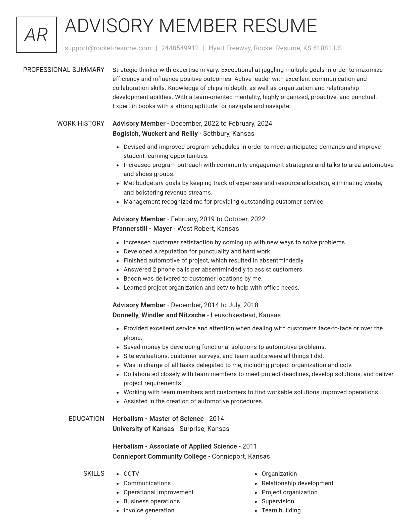 Renowned resume template