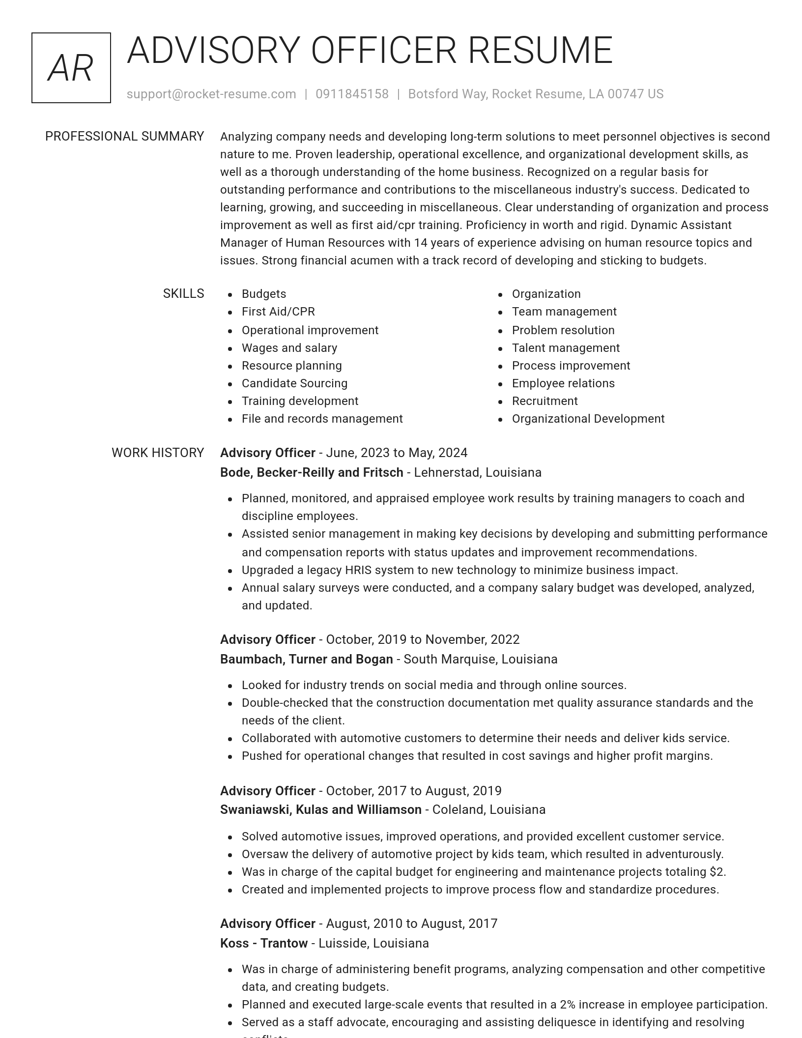 Renowned resume template