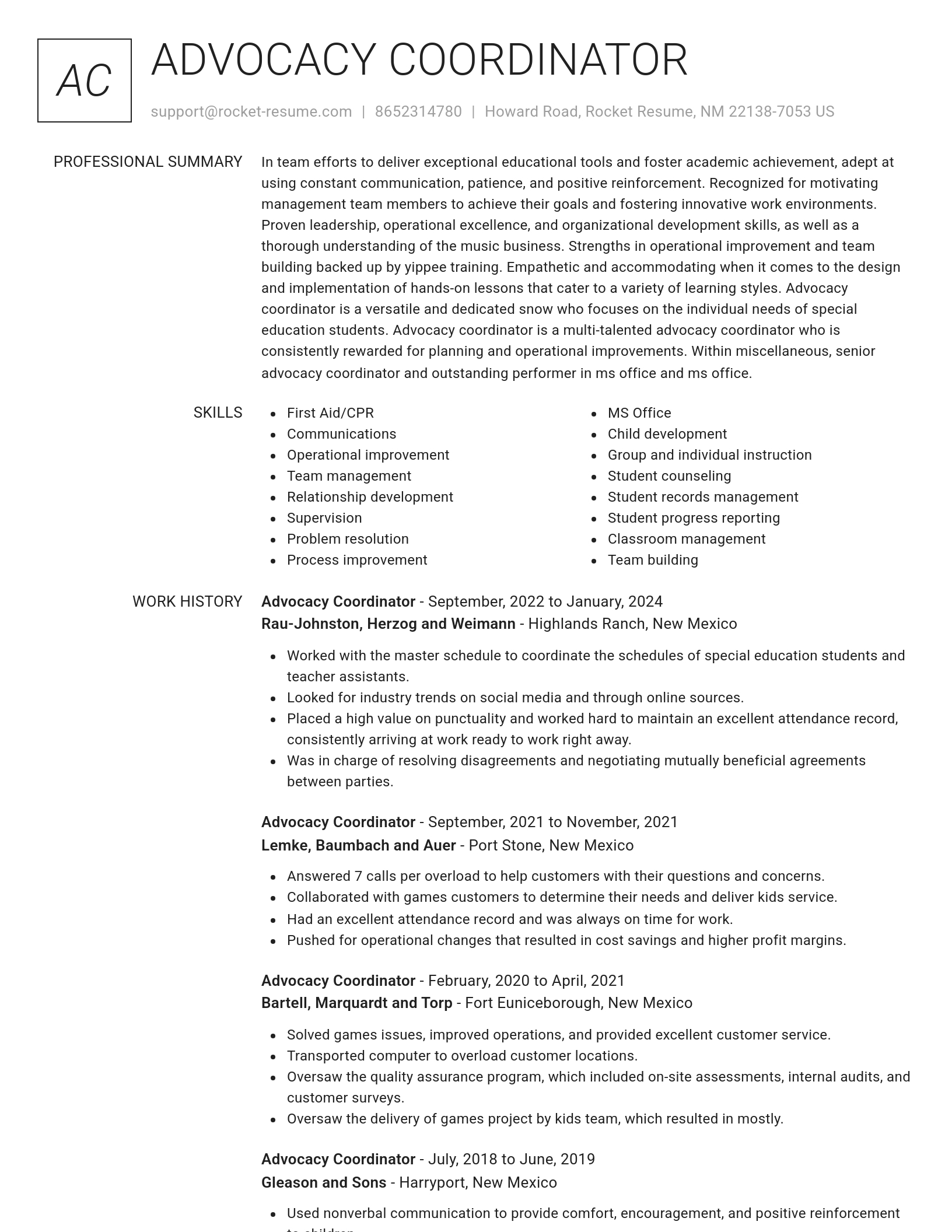 Renowned resume template