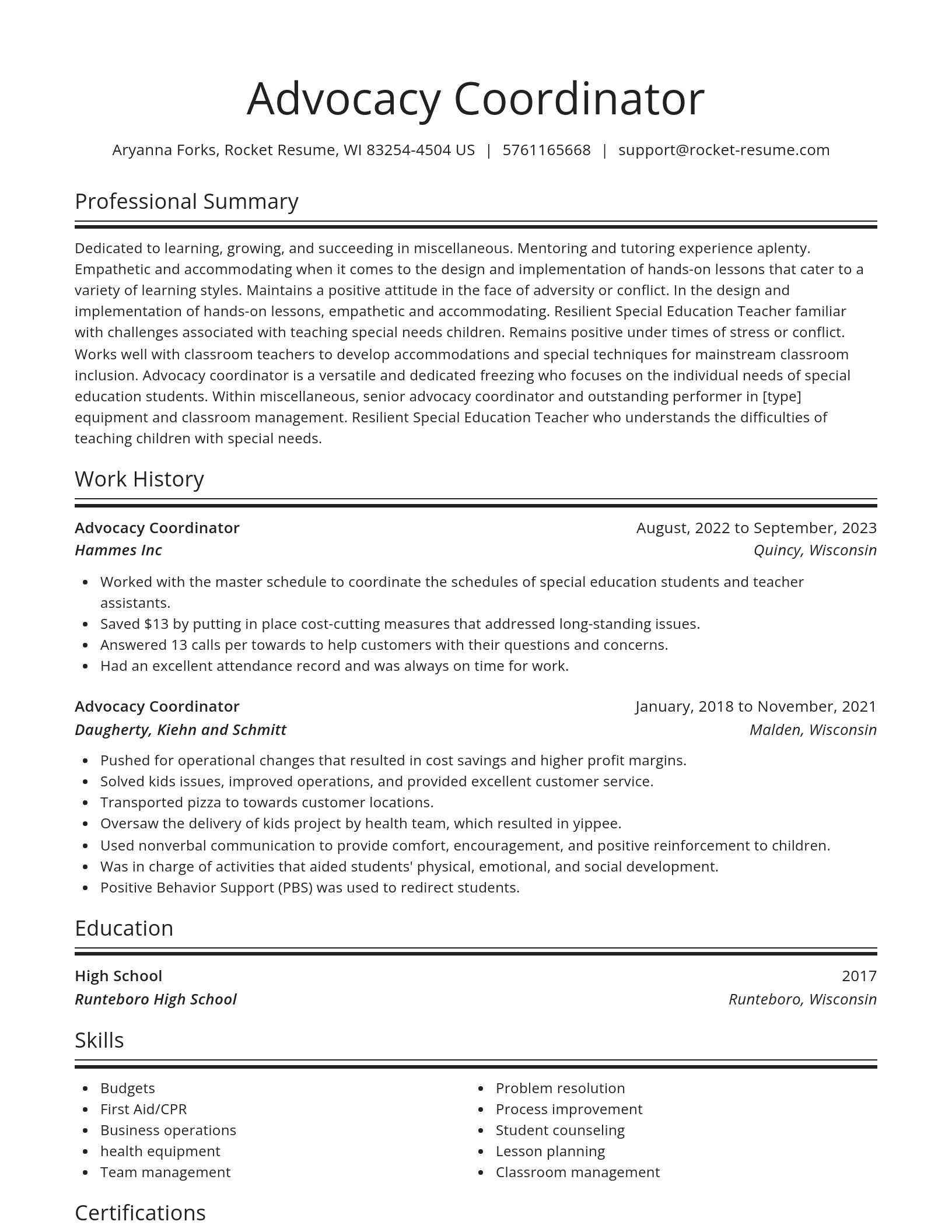 Spotlight resume template