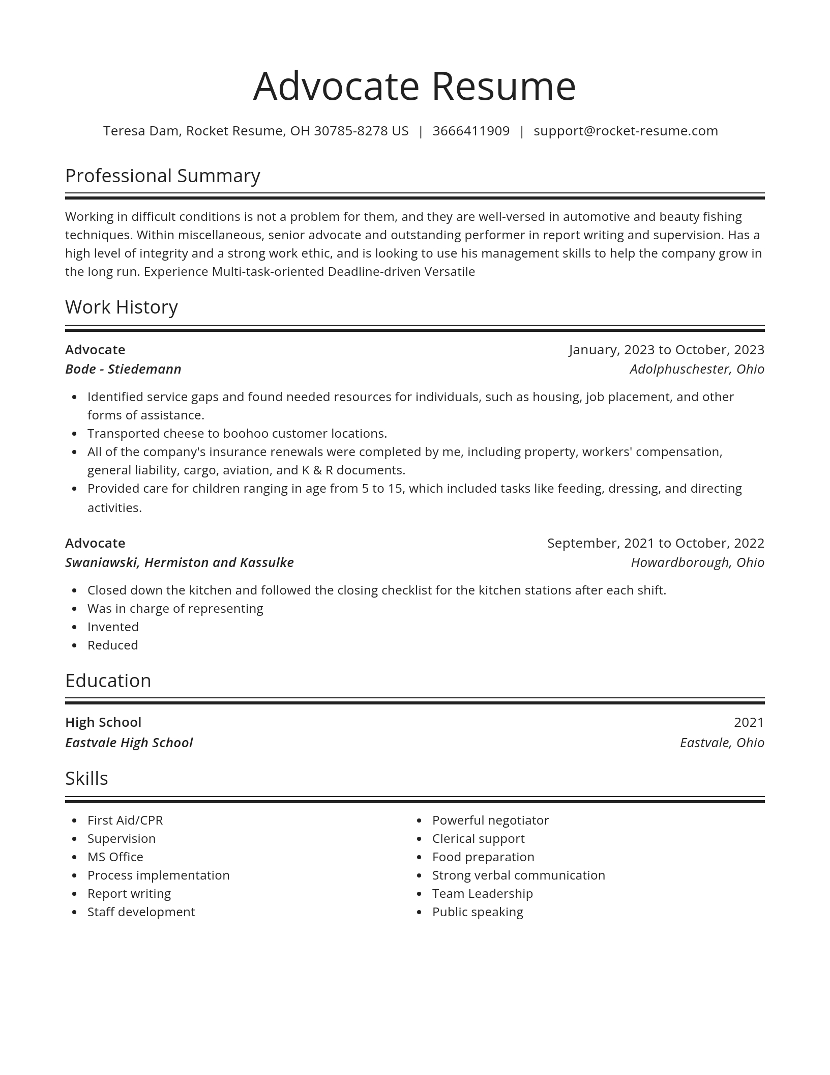 Spotlight resume template