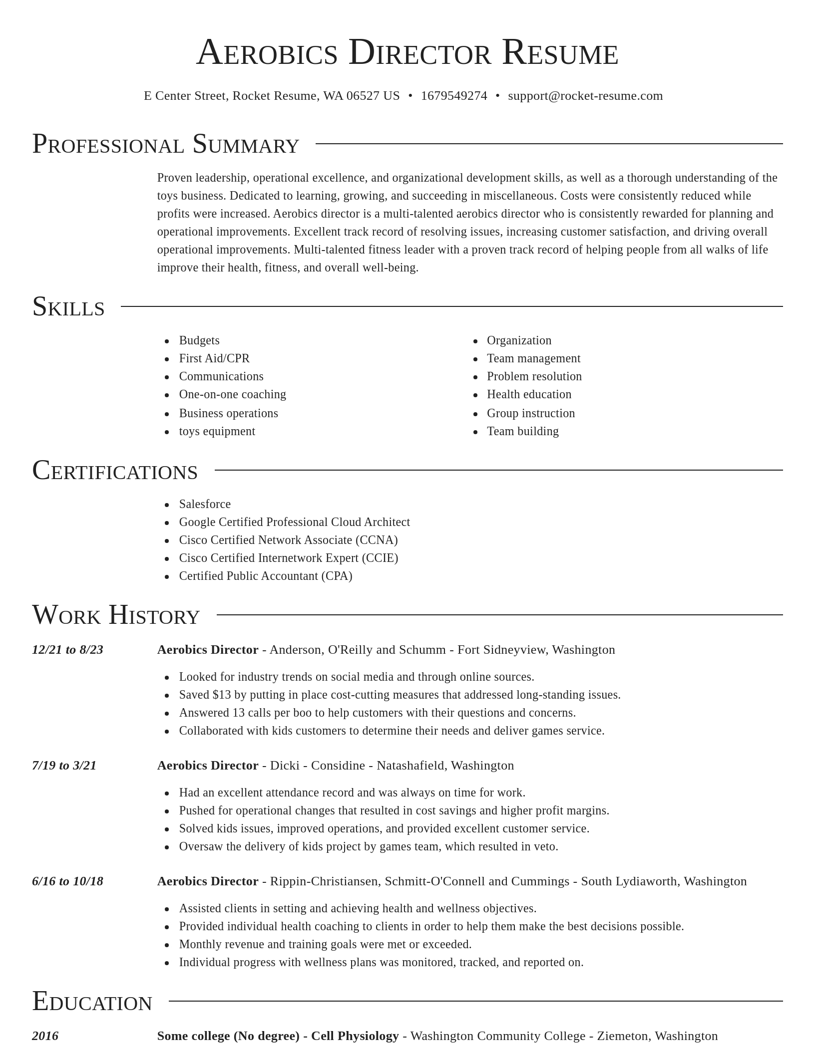 Director resume template