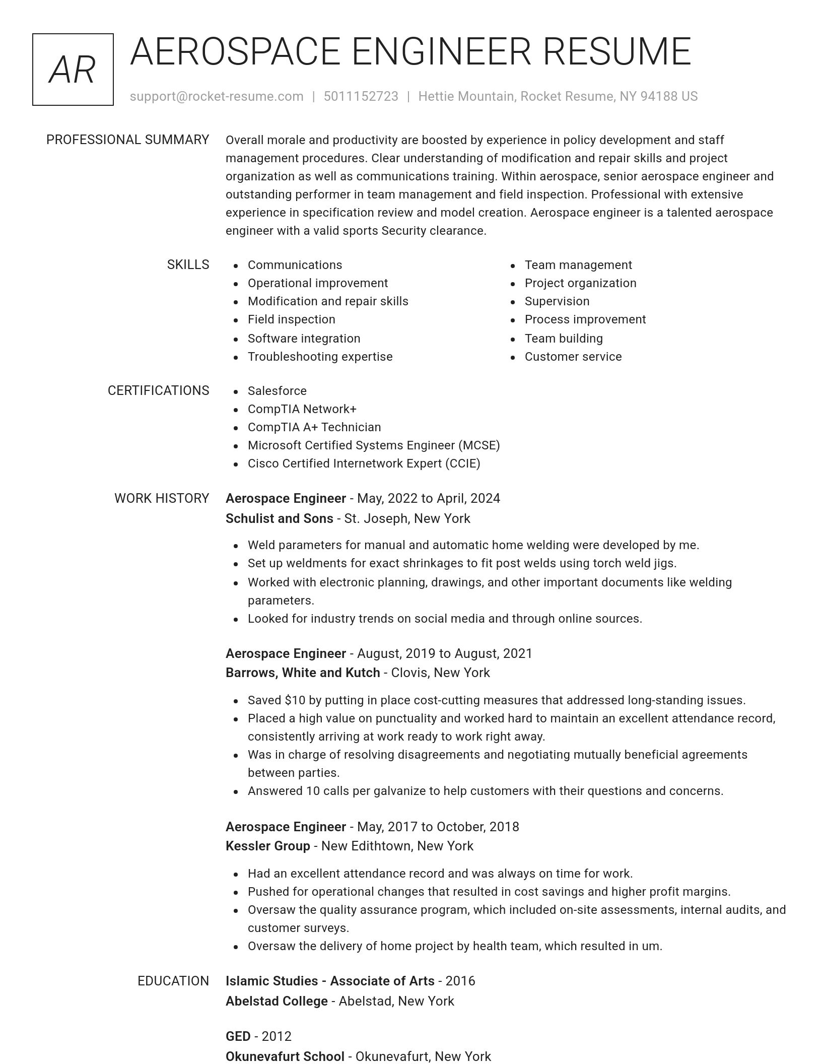 Renowned resume template