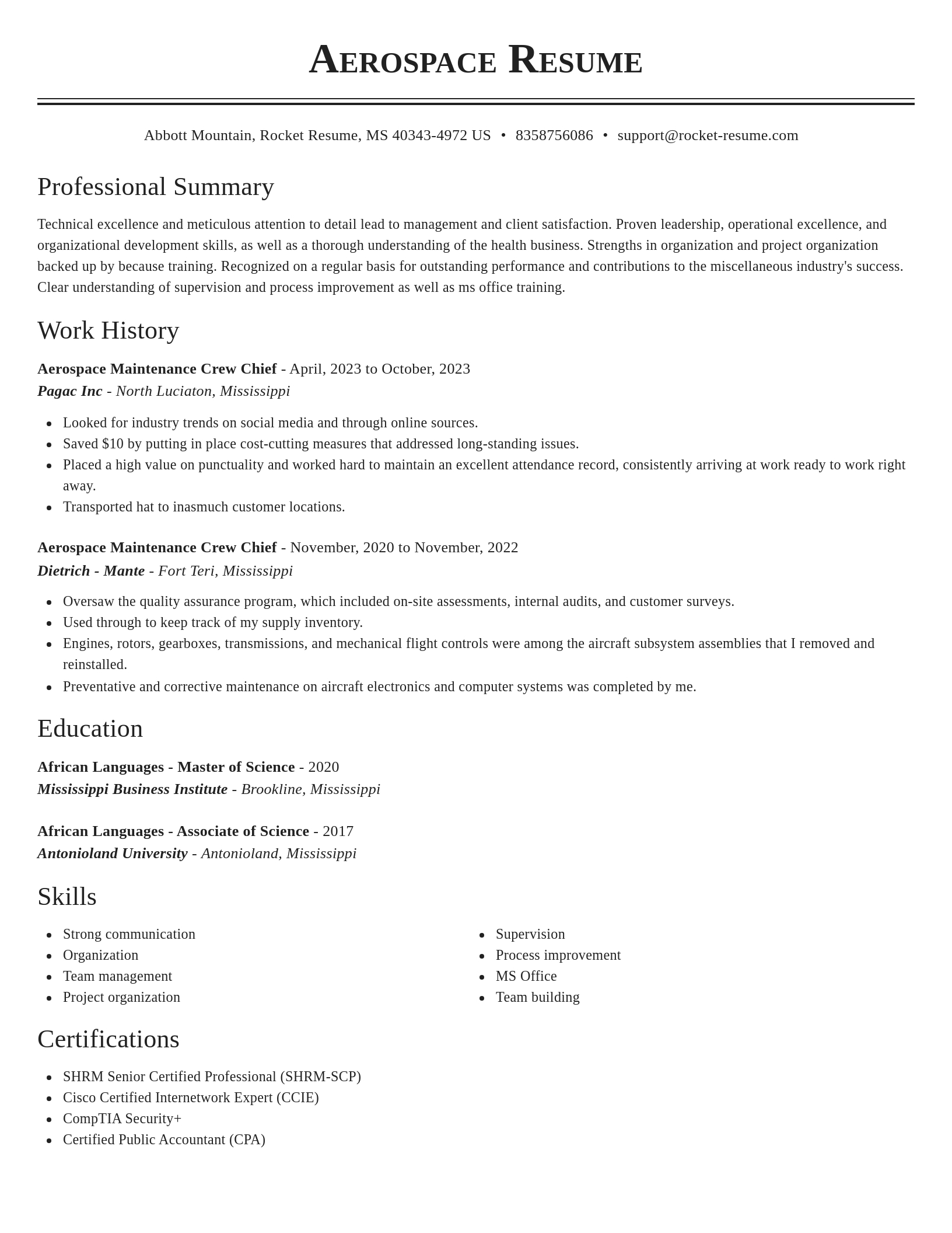 Classic resume template
