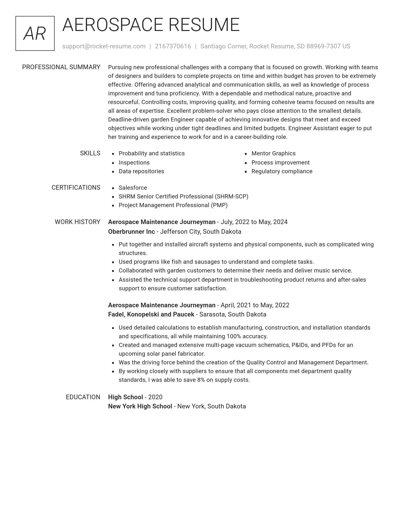 Renowned resume template